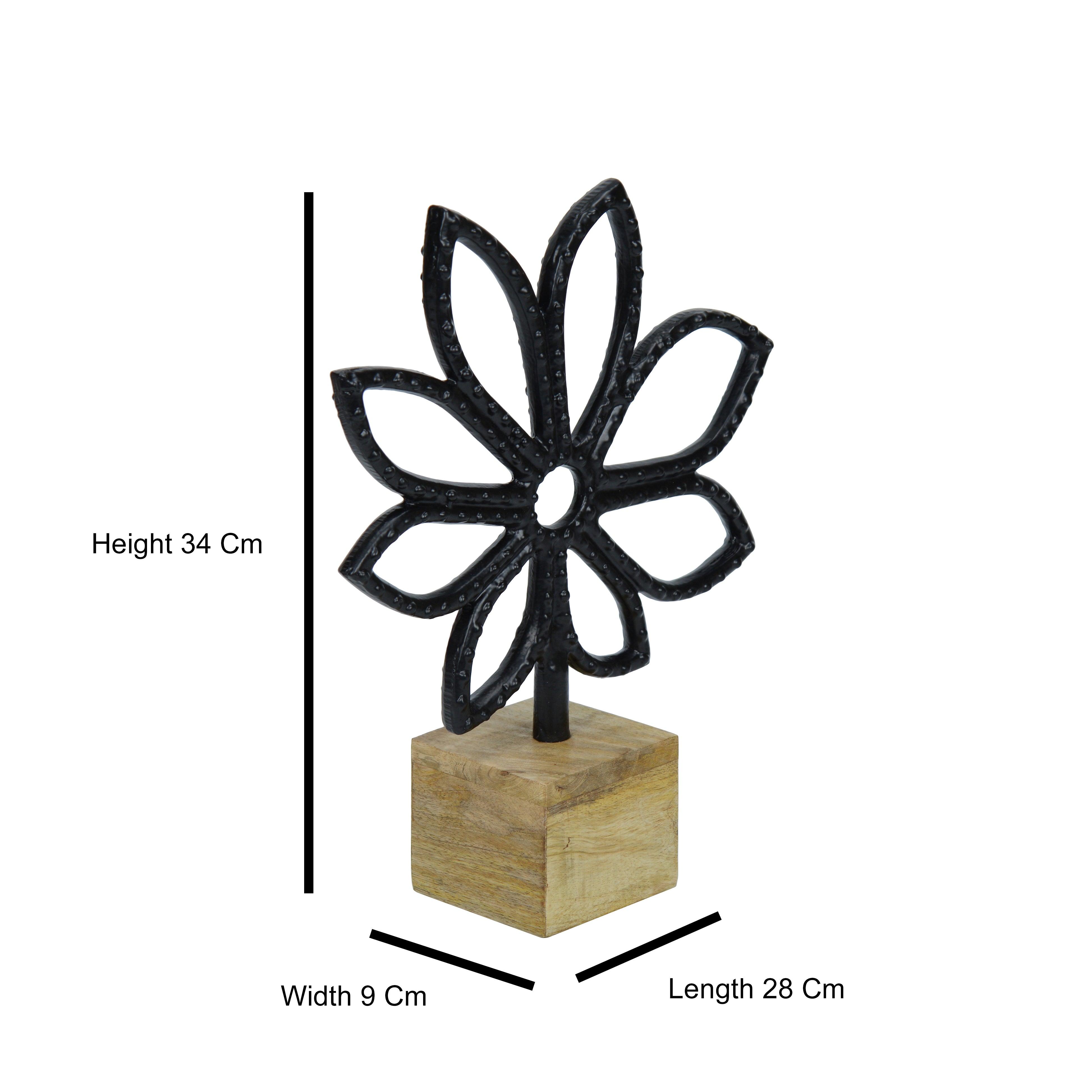 Luminous Black Flower Decor Showpiece