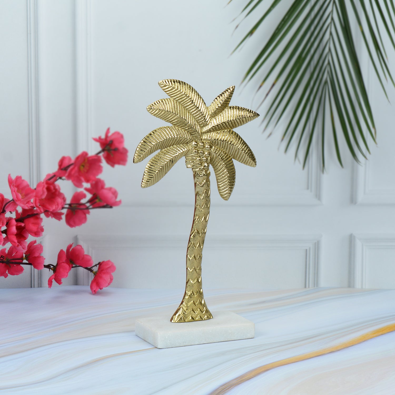 Coastal Gold Decor Palm Tree Sculpture