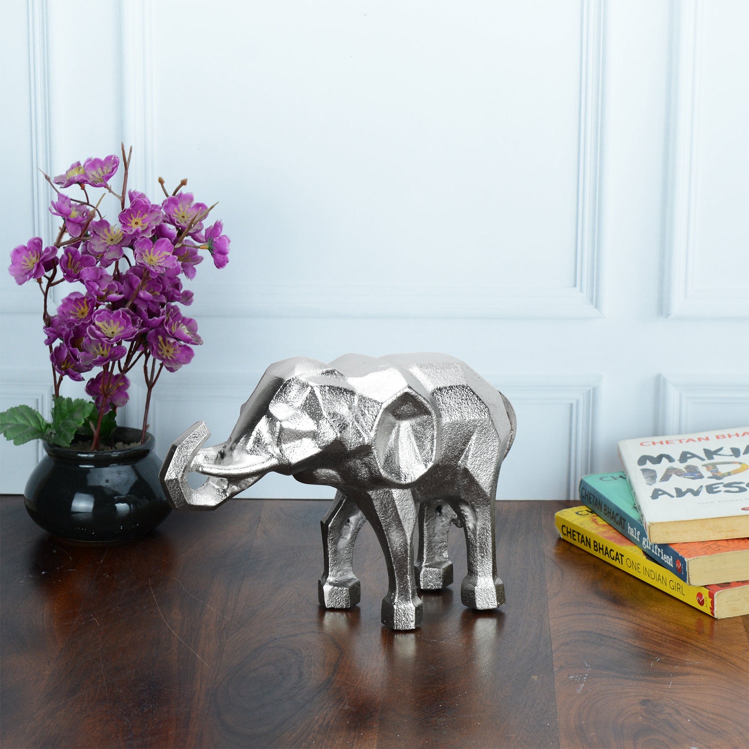 Modern Abstract Silver Elephant Figurine