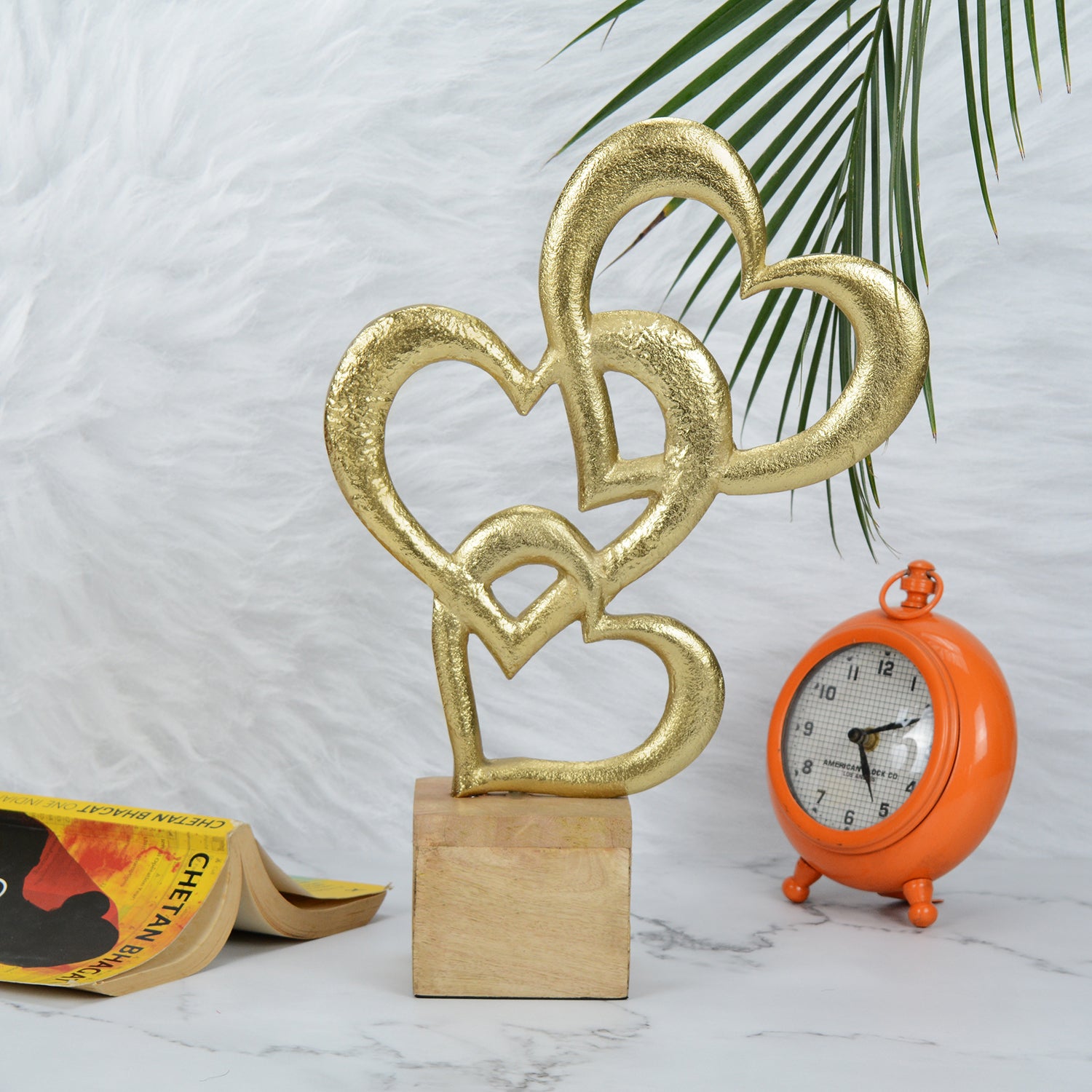 Triple Heart Gold Sculpture