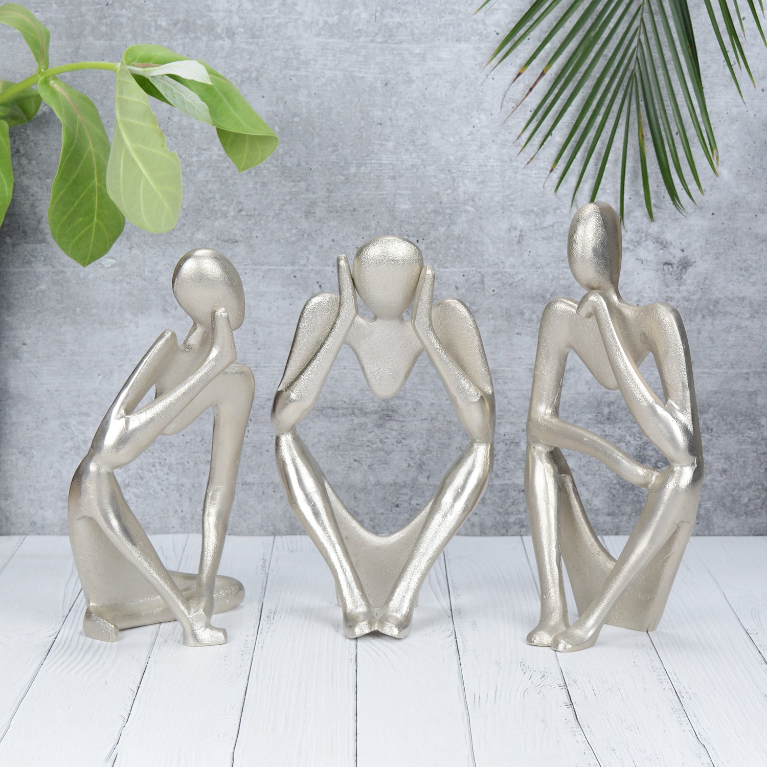 Silver Hollow Man Sculpture Set