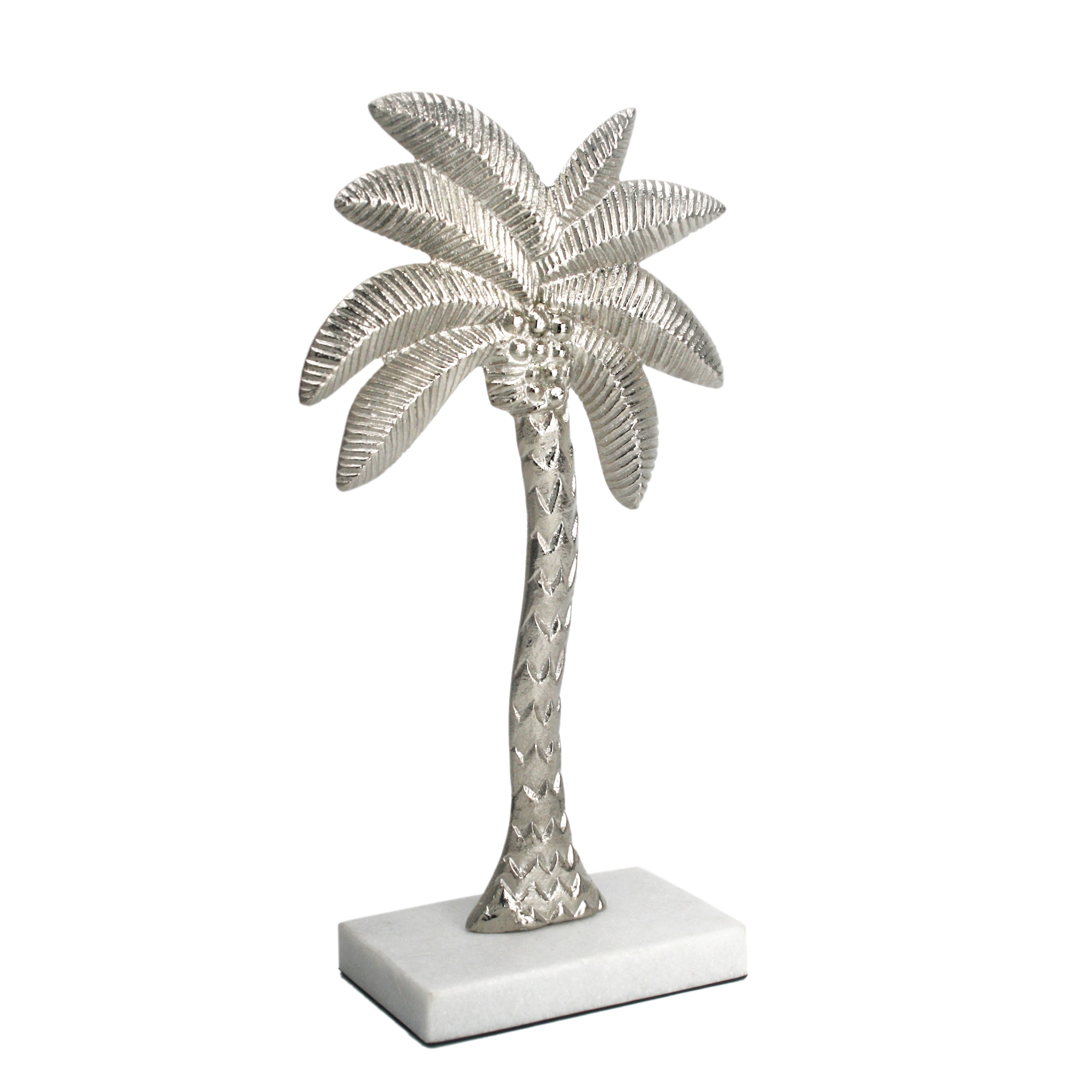 Coastal Silver Decor Palm Tree Sculpture