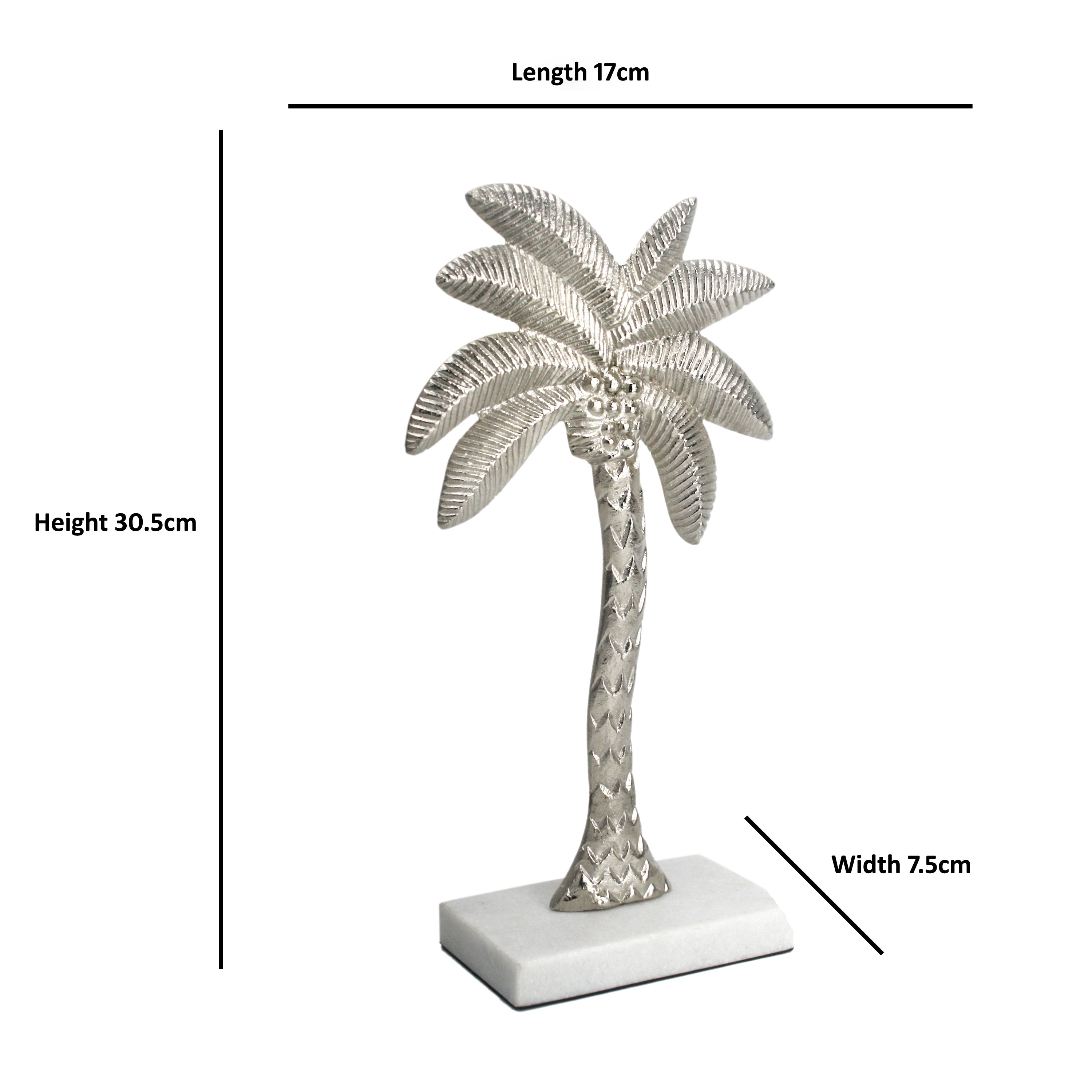 Coastal Silver Decor Palm Tree Sculpture