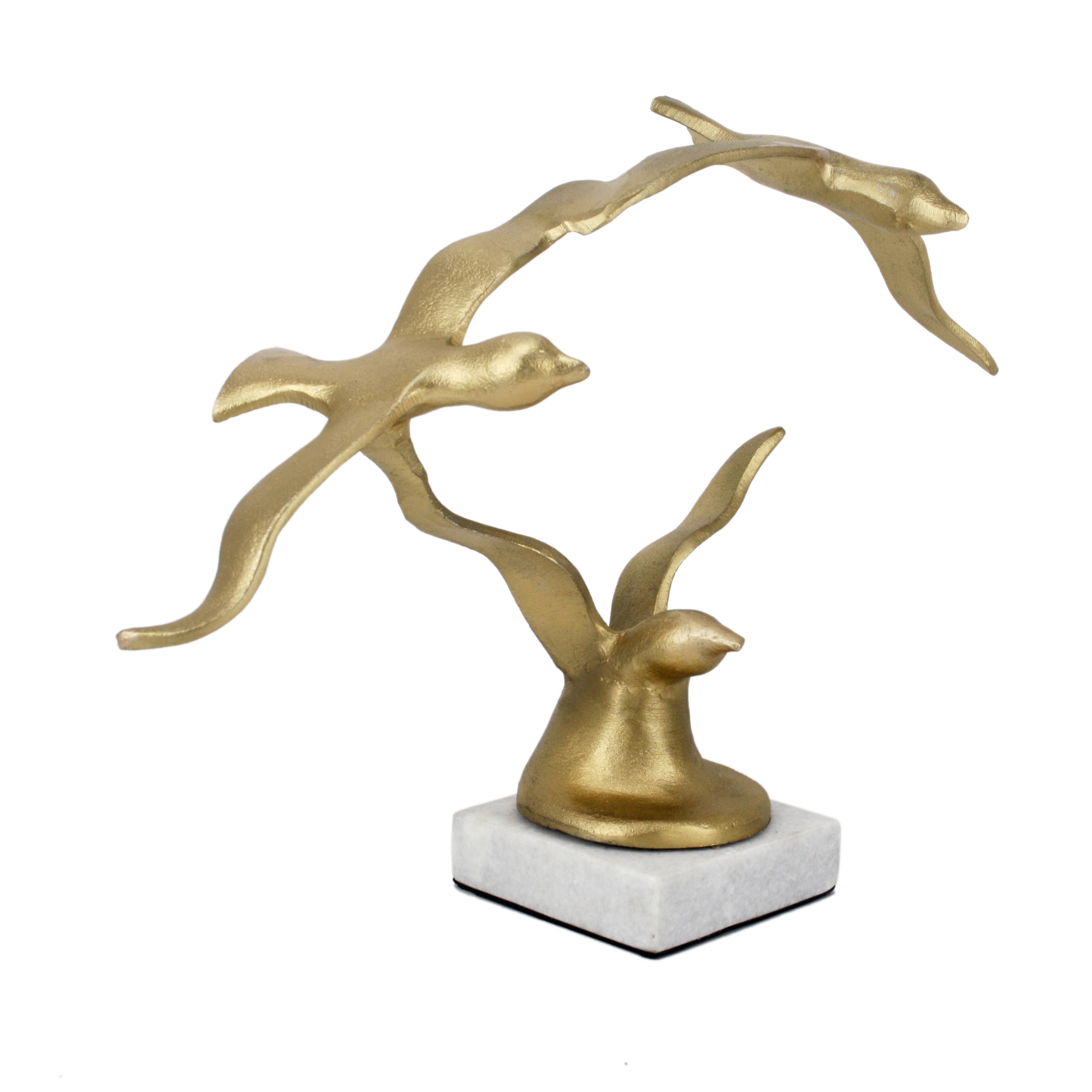 Winged Gold Birds Sculpture