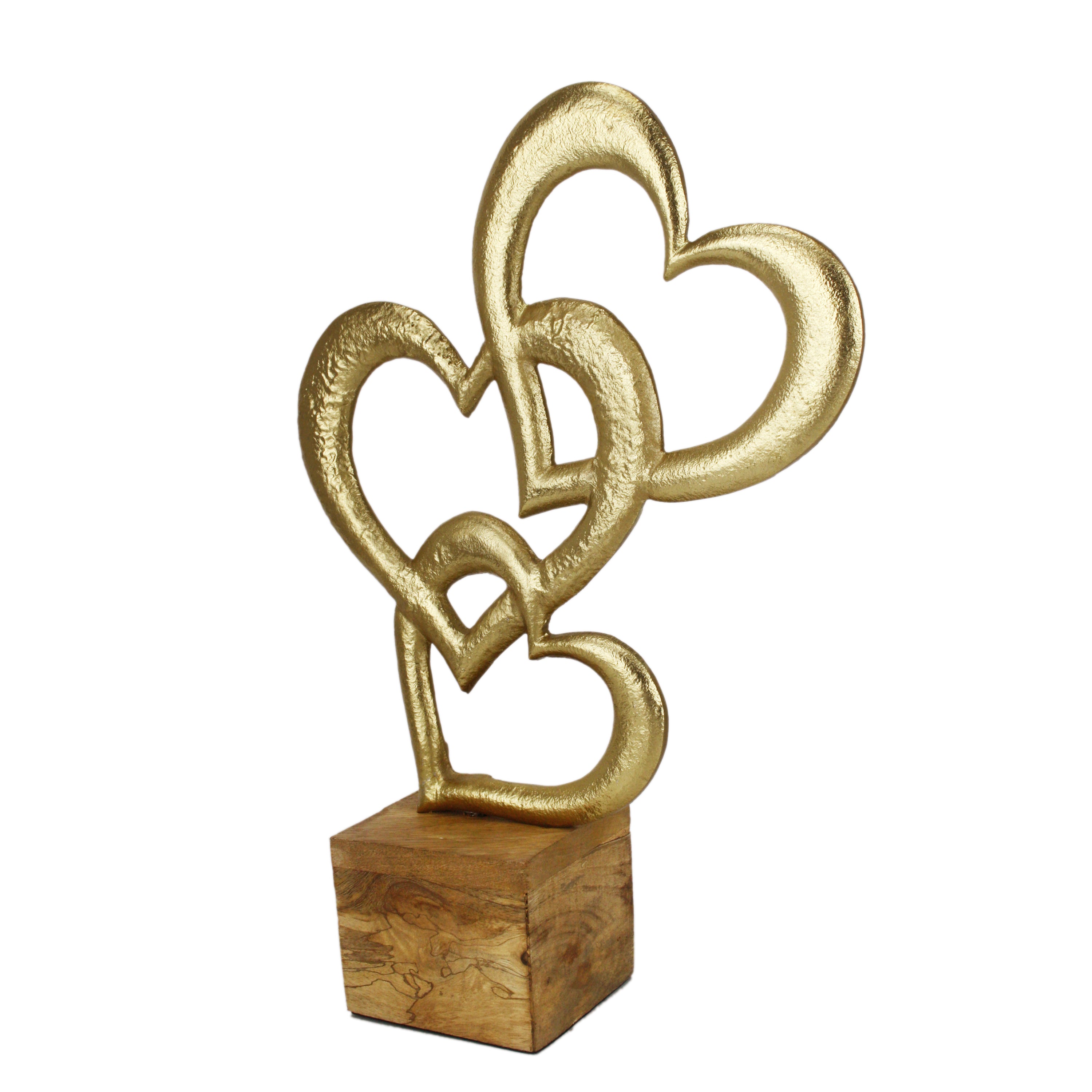 Triple Heart Gold Sculpture