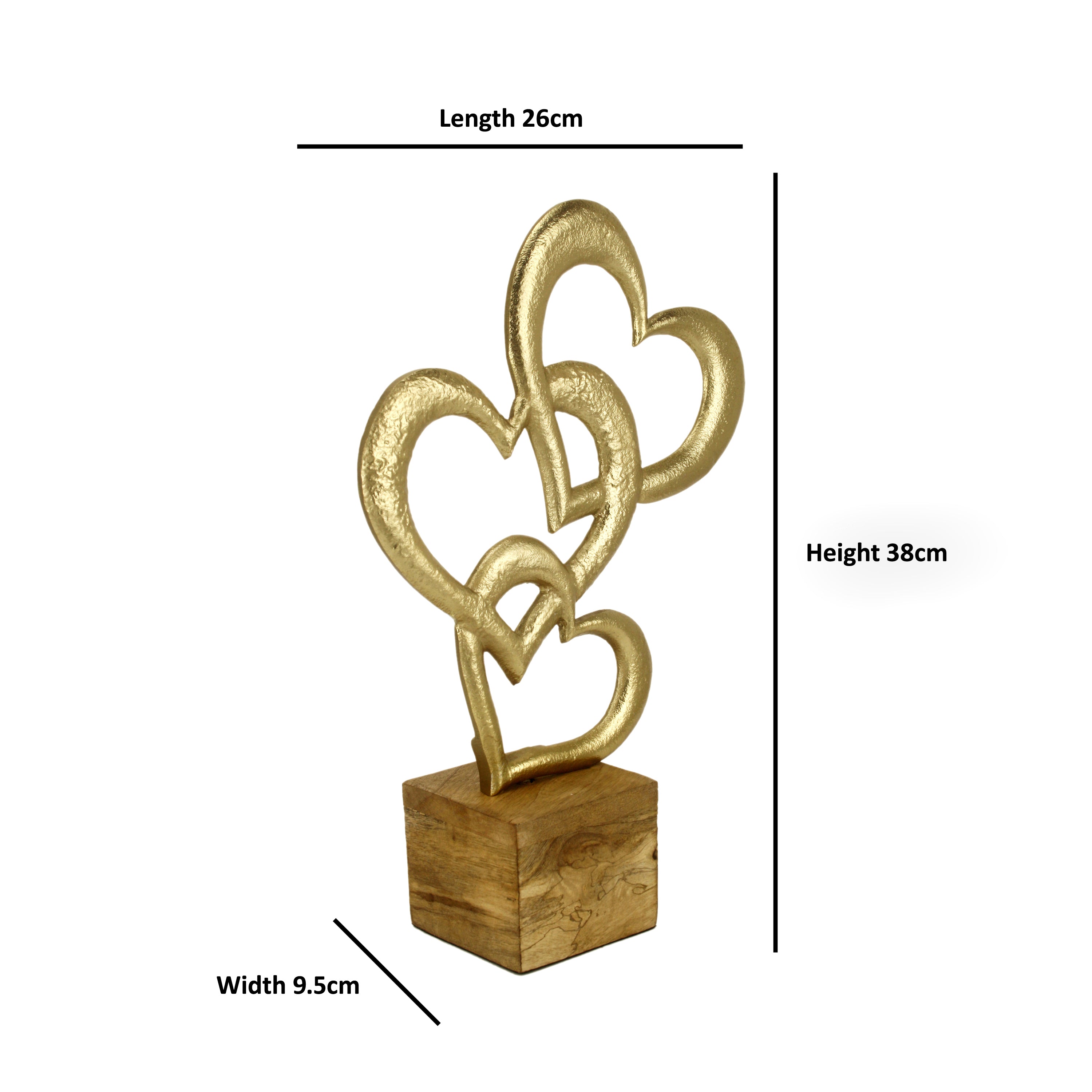 Triple Heart Gold Sculpture