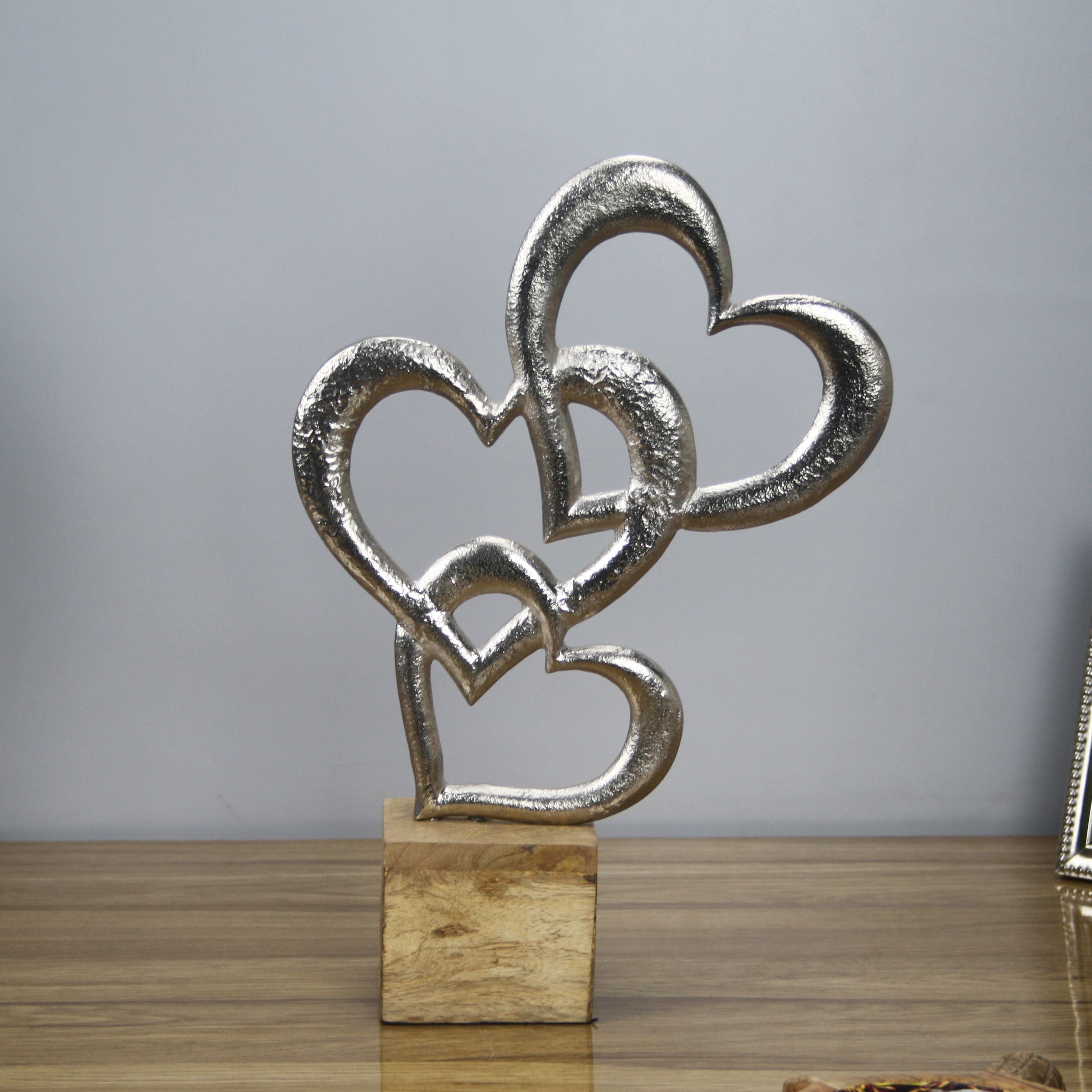 Triple Heart Silver Sculpture