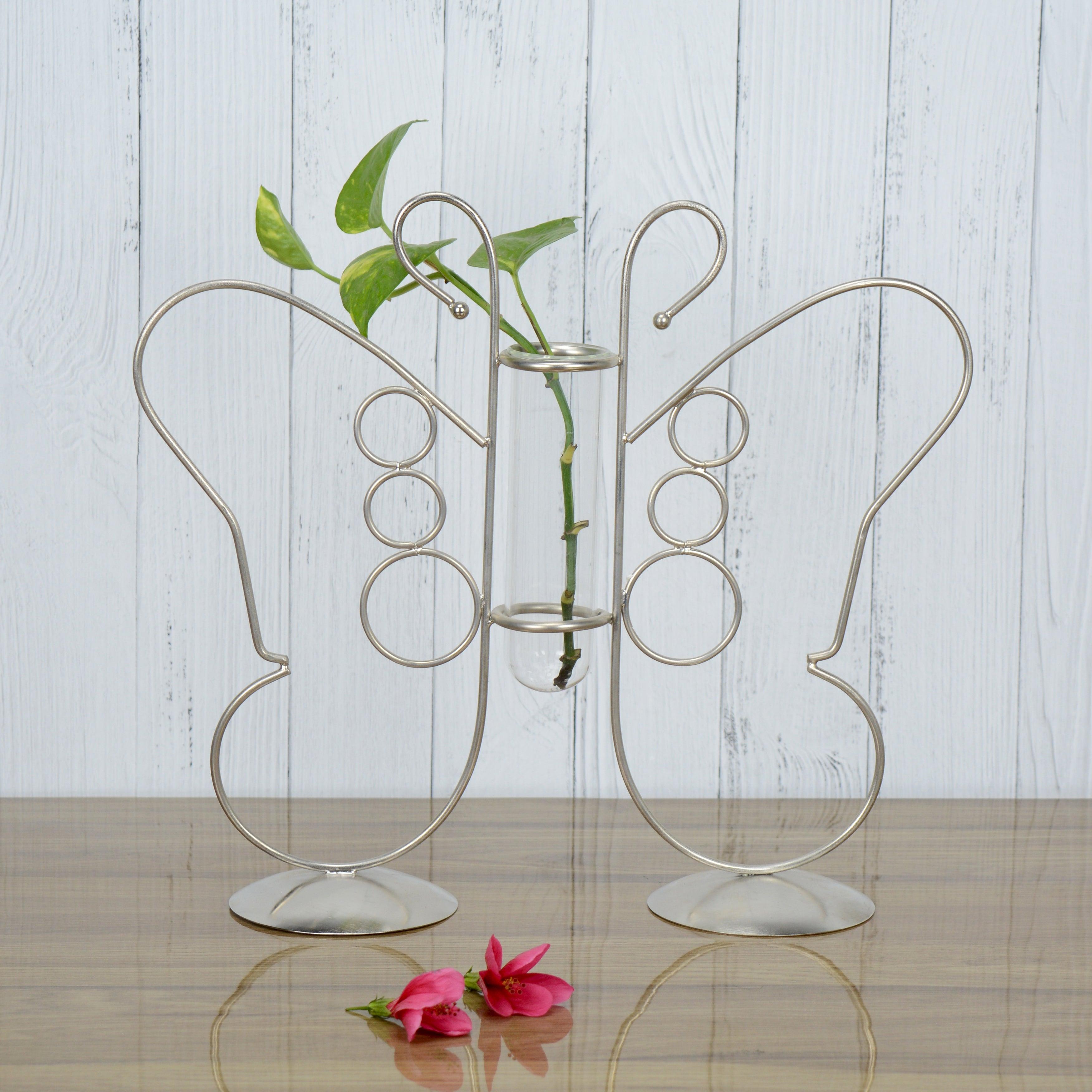 Fluttering Silver Bud Vase Planter