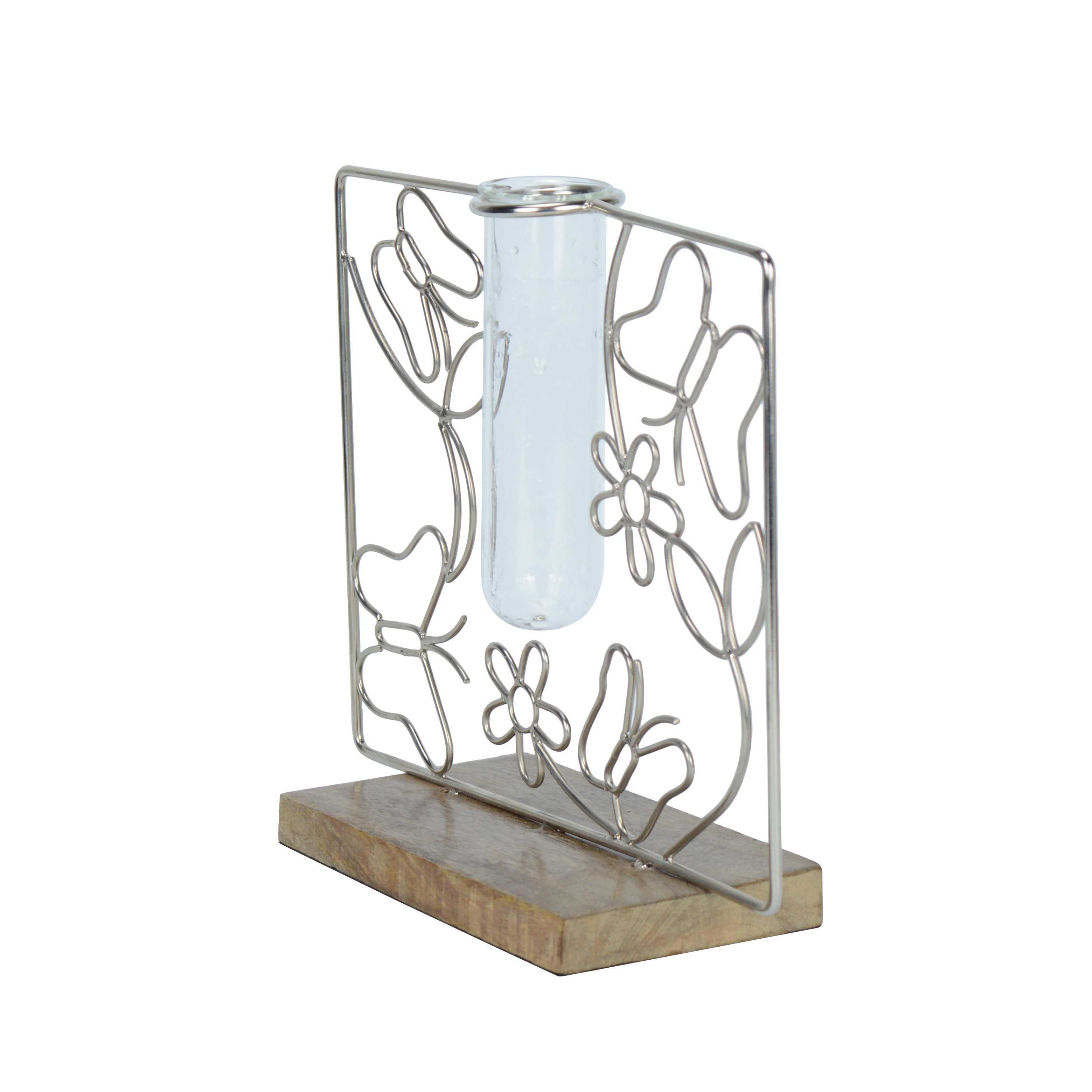 Opulent Butterfly Silver Bud Vase Planter