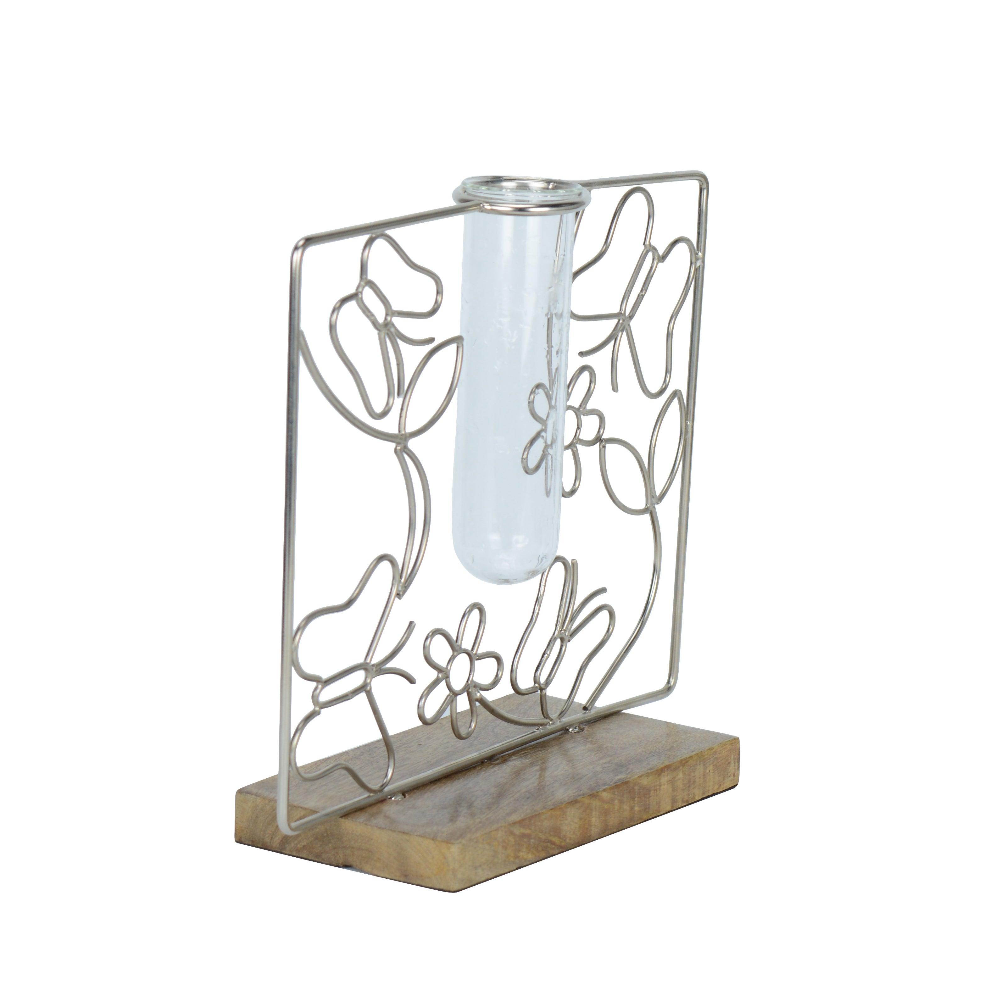 Opulent Butterfly Silver Bud Vase Planter