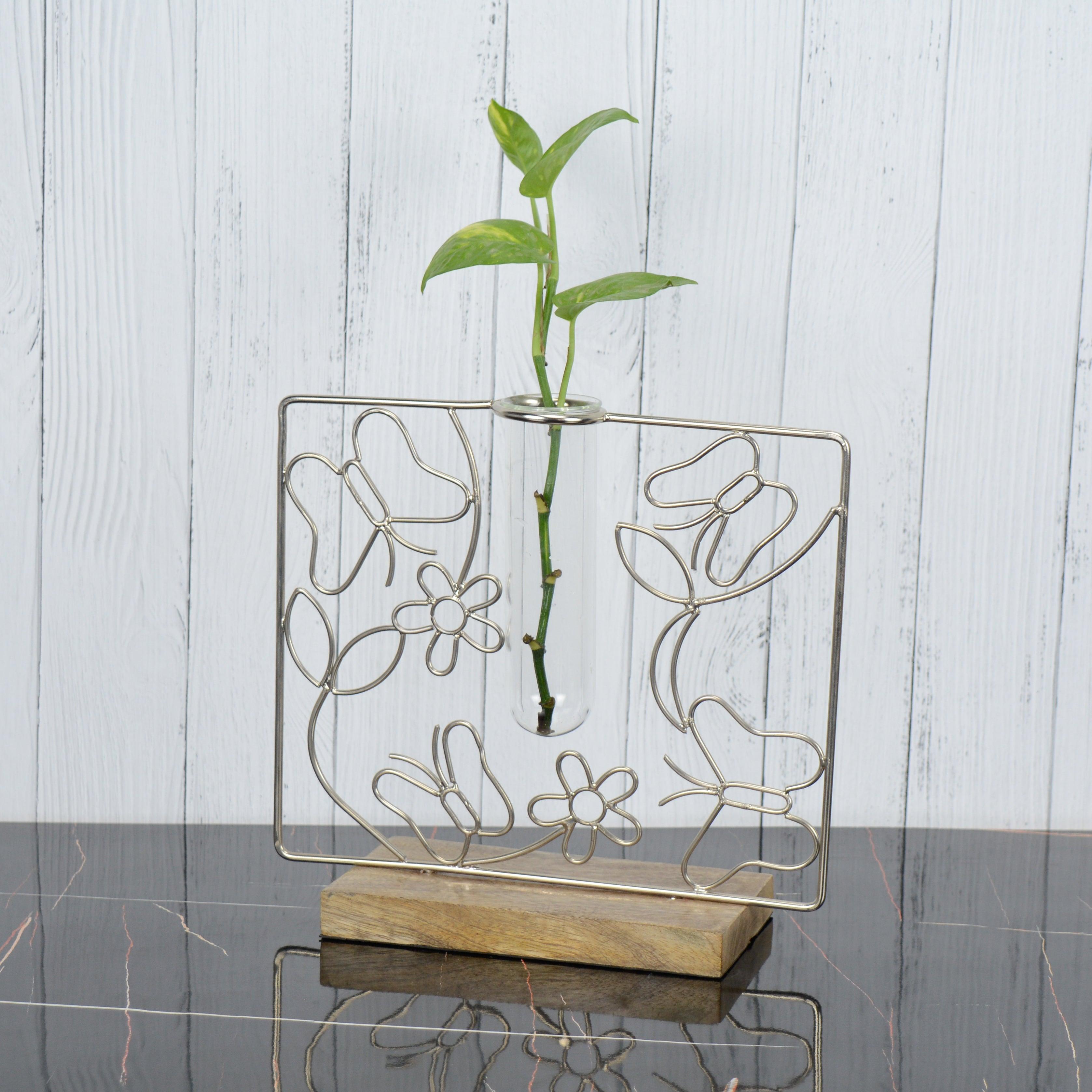 Opulent Butterfly Silver Bud Vase Planter