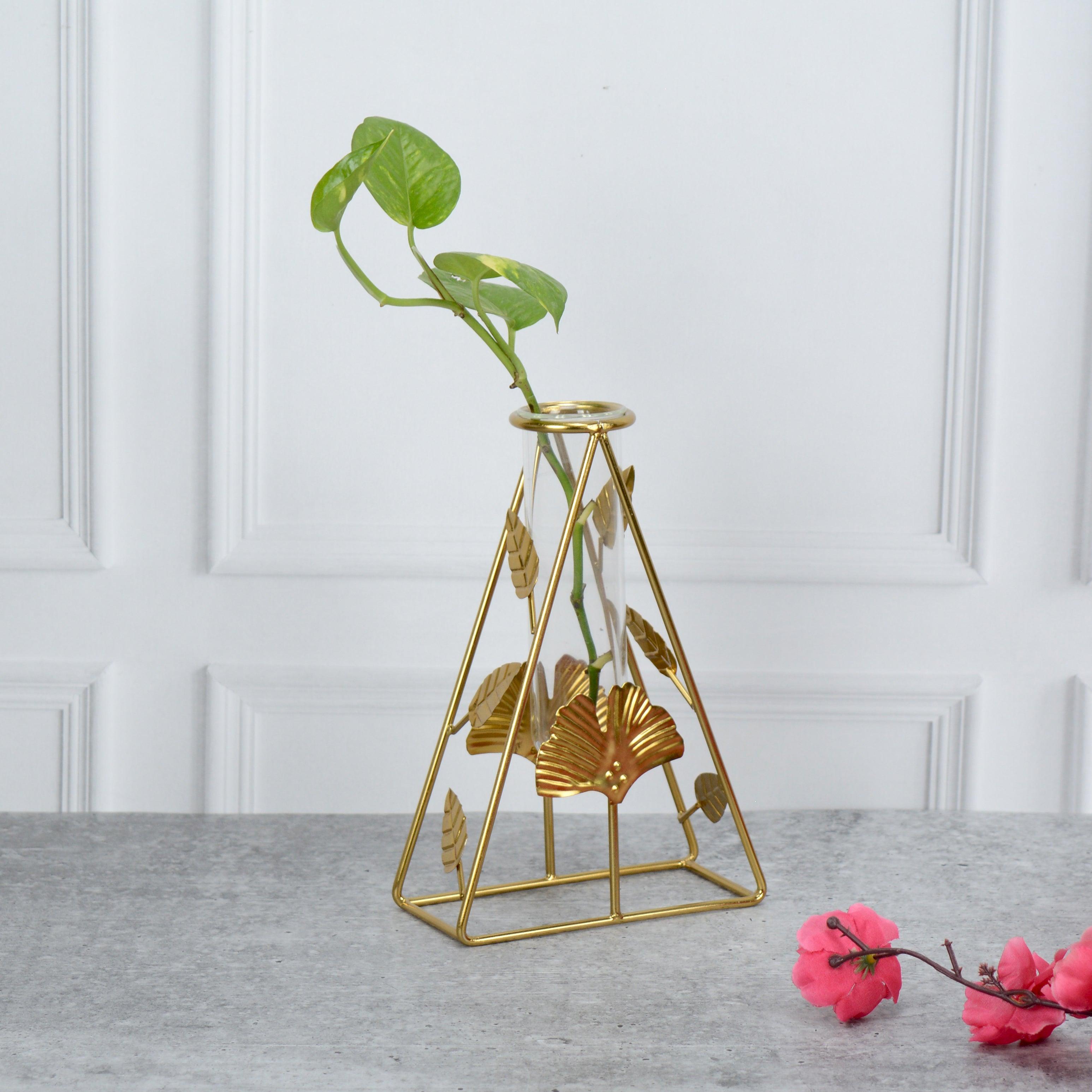 Tri-Leaf Gold Bud Vase Planter