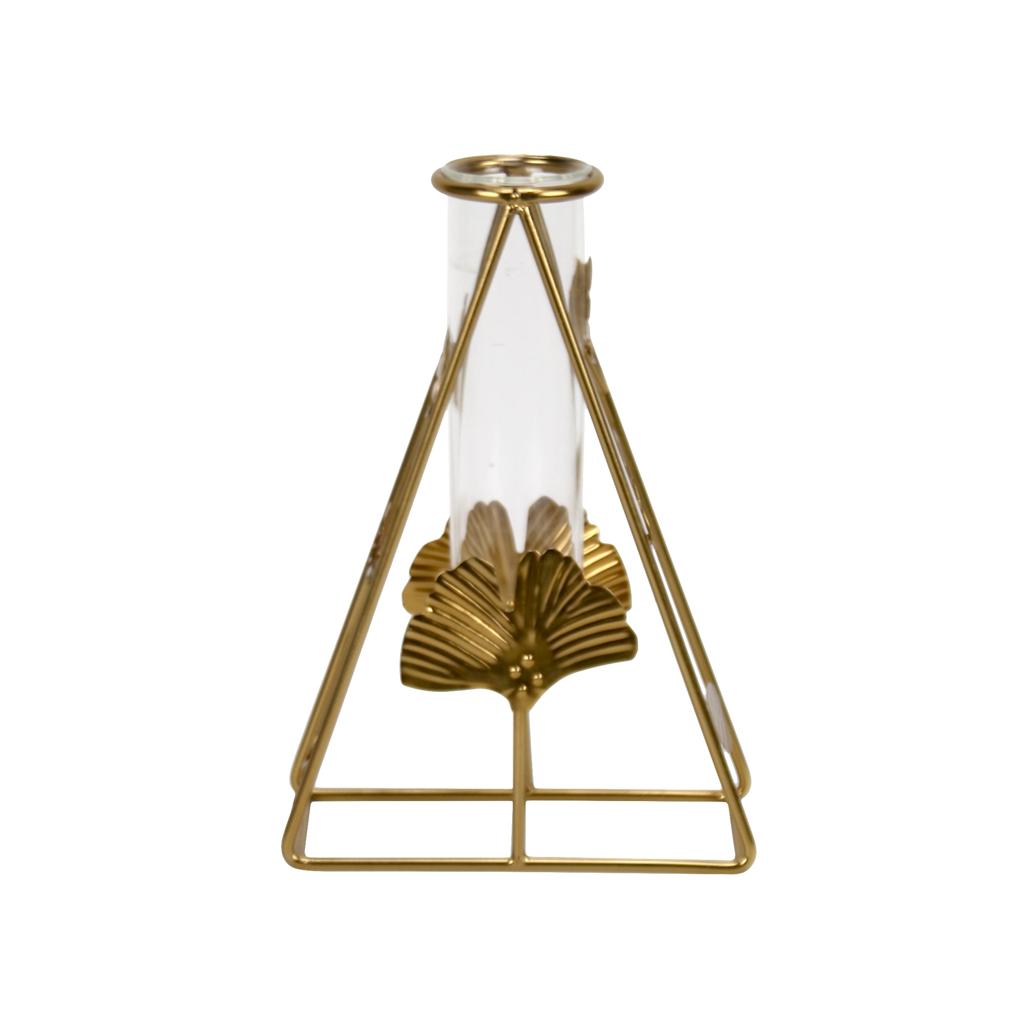 Tri-Leaf Gold Bud Vase Planter