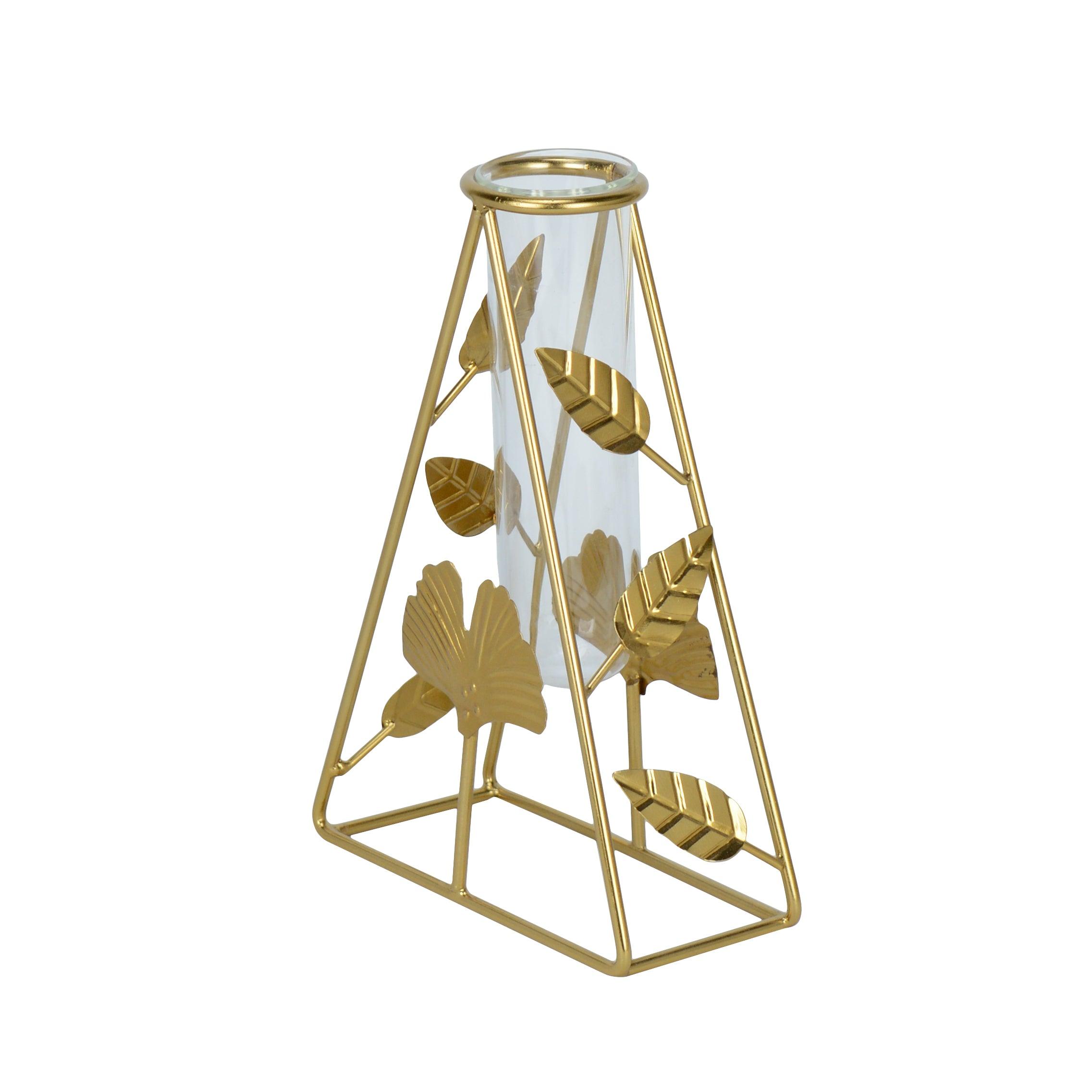 Tri-Leaf Gold Bud Vase Planter