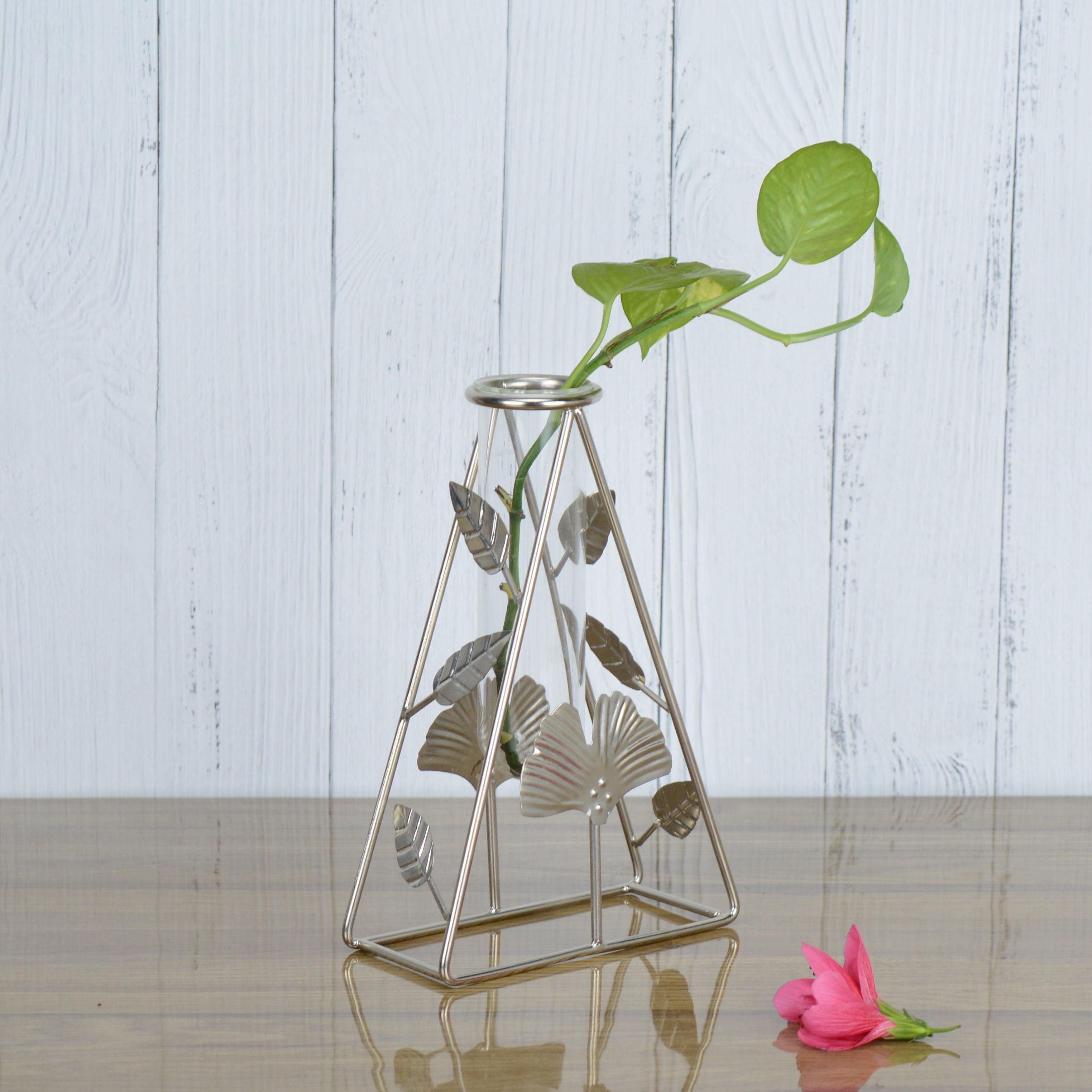 Tri-Leaf Silver Bud Vase Planter