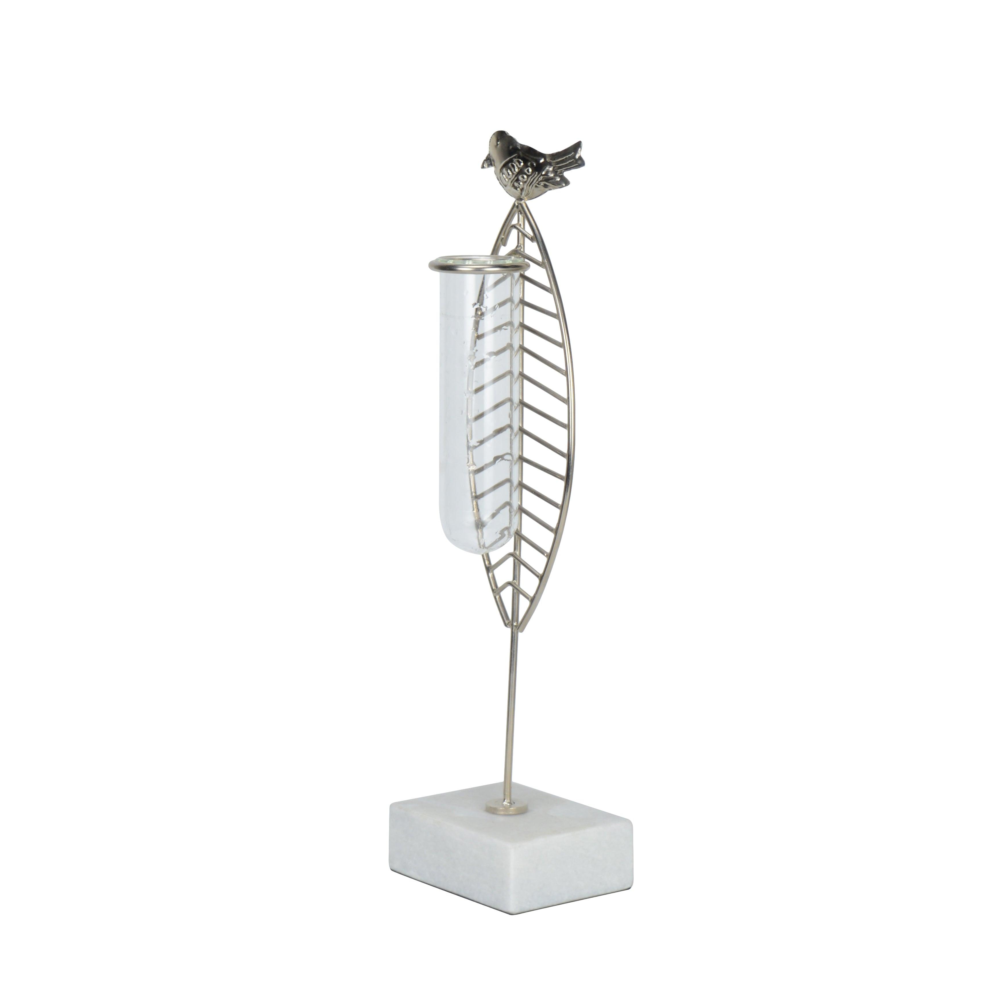 Avian Silver Leaf Bud Vase Planter