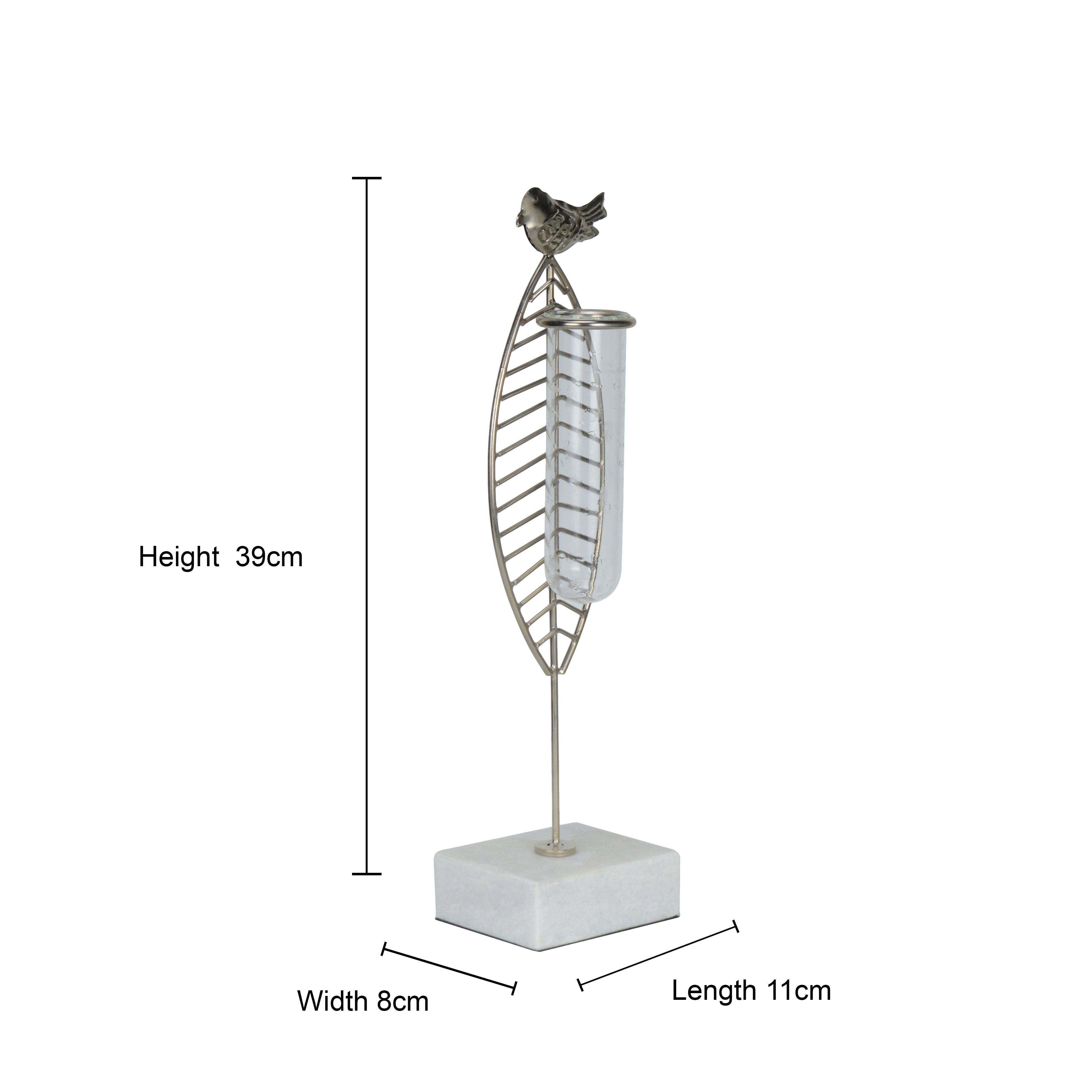 Avian Silver Leaf Bud Vase Planter