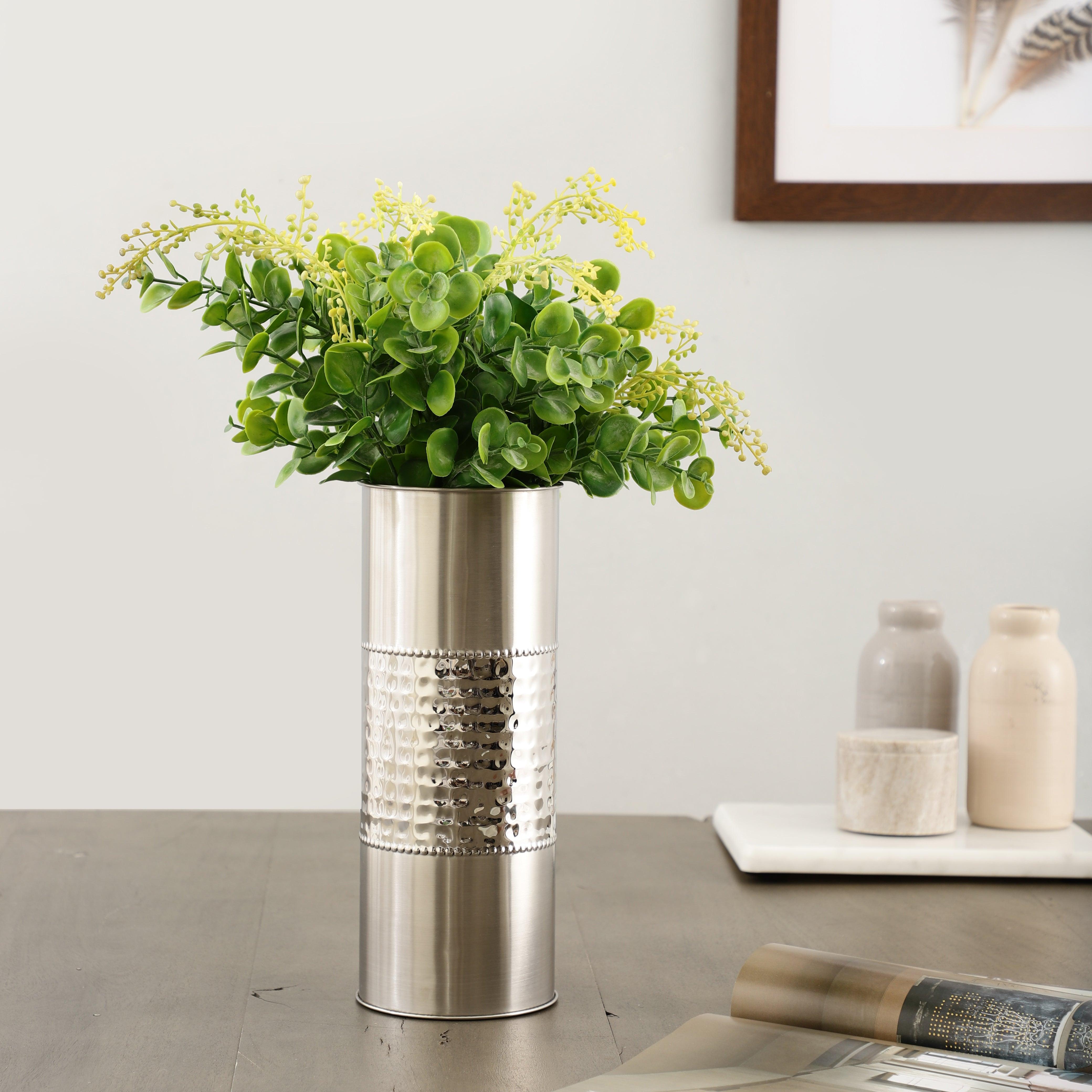 DotCascade Hammered Stainless Steel Flower Vase