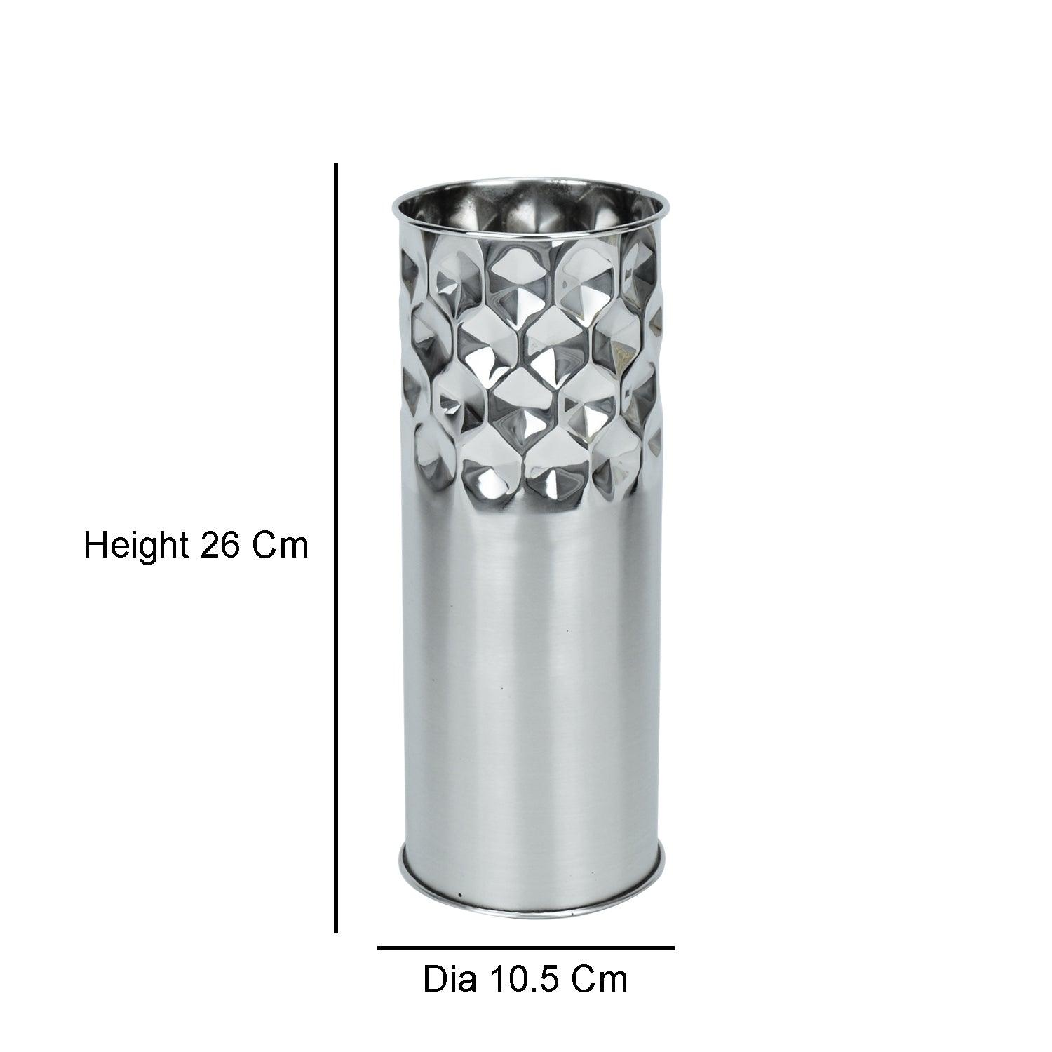 Diamond Cut Stainless Steel Flower Vase