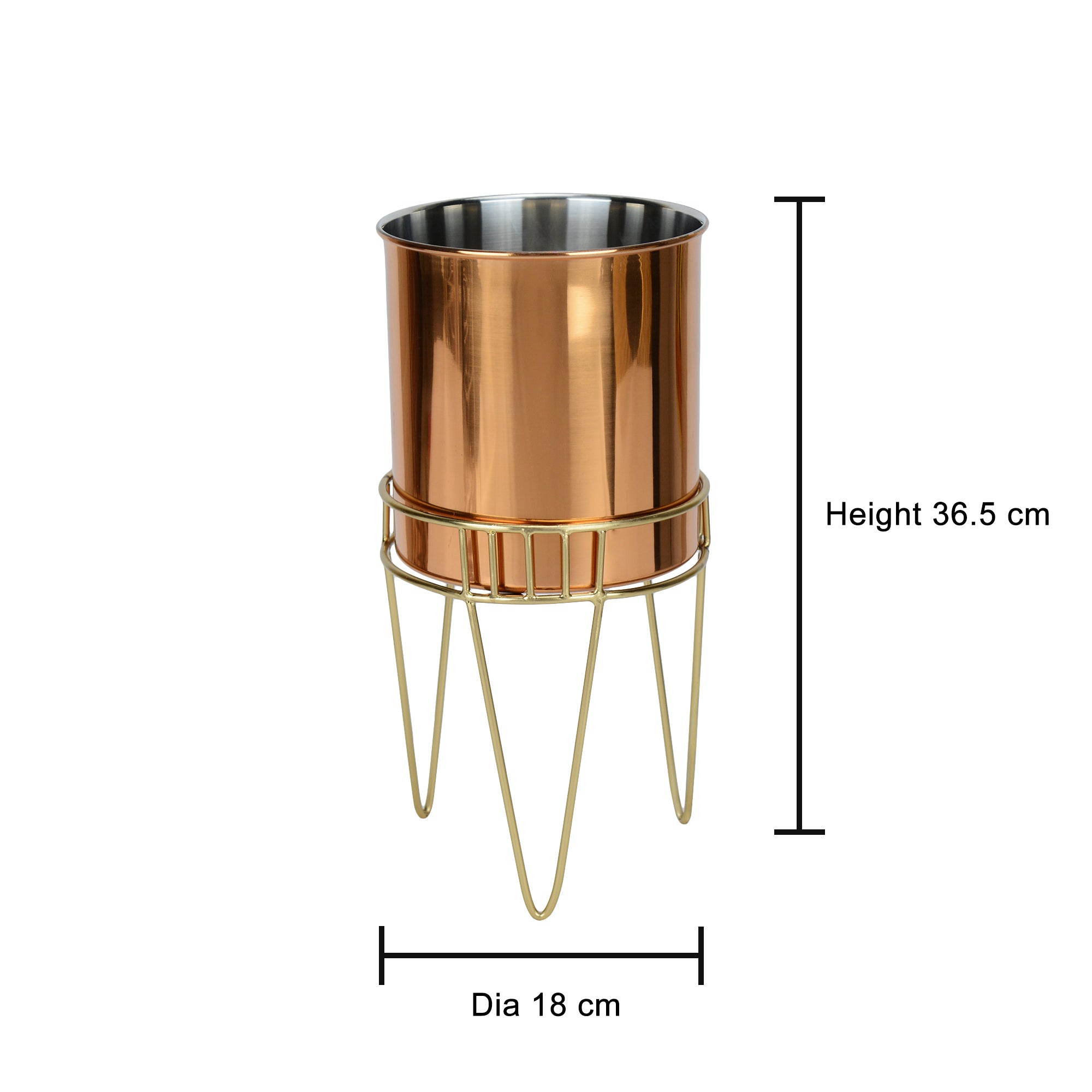 Tripod Blossom Stainless Steel Copper Planter