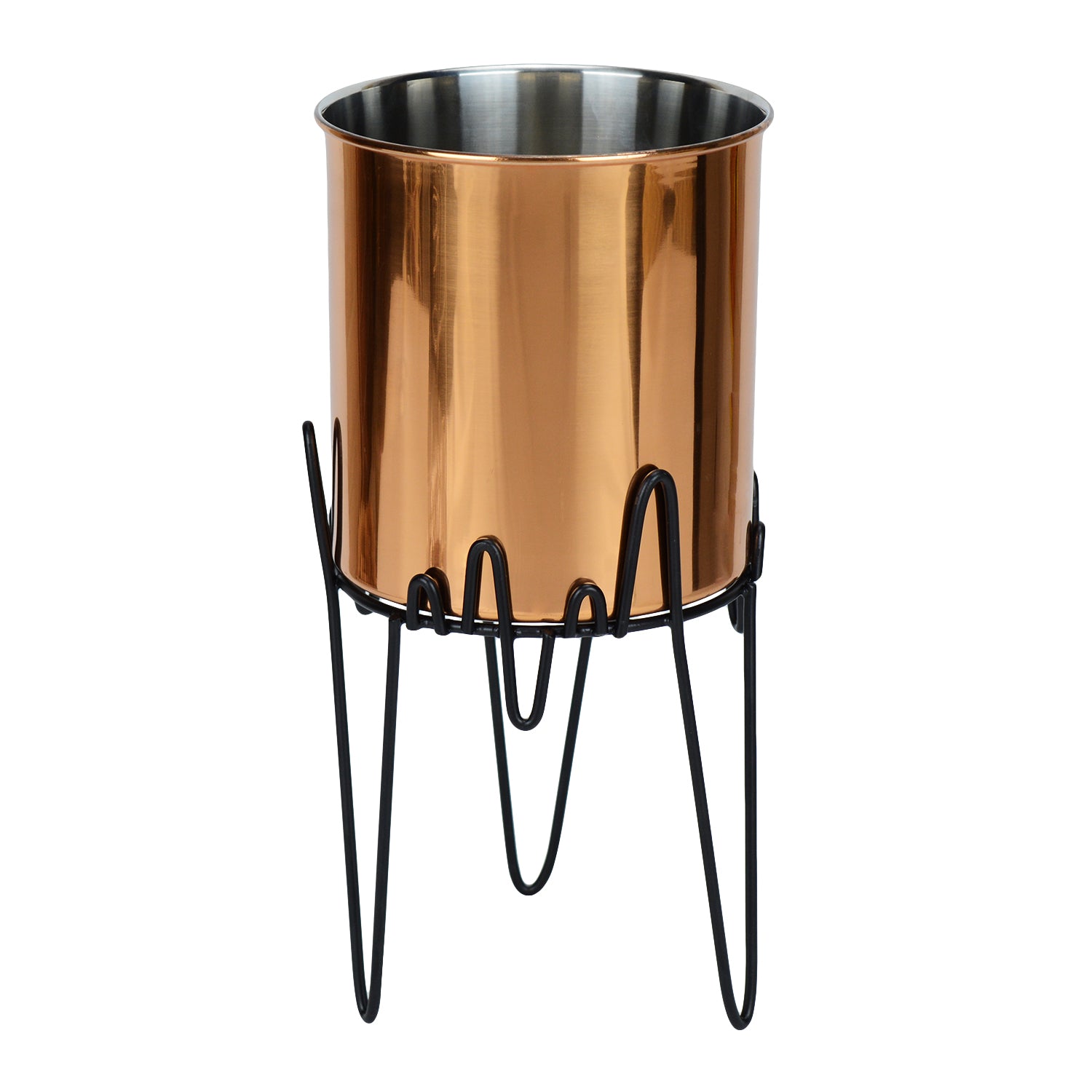 ZigZag Pedestal Stainless Steel Copper Planter