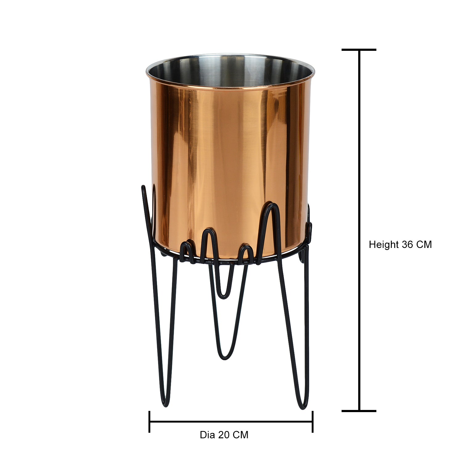 ZigZag Pedestal Stainless Steel Copper Planter