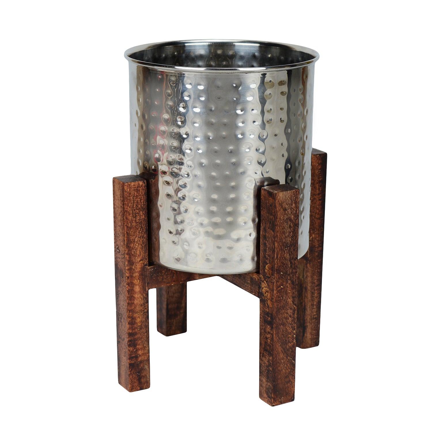 Wooden Arbor Stainless Steel Planter