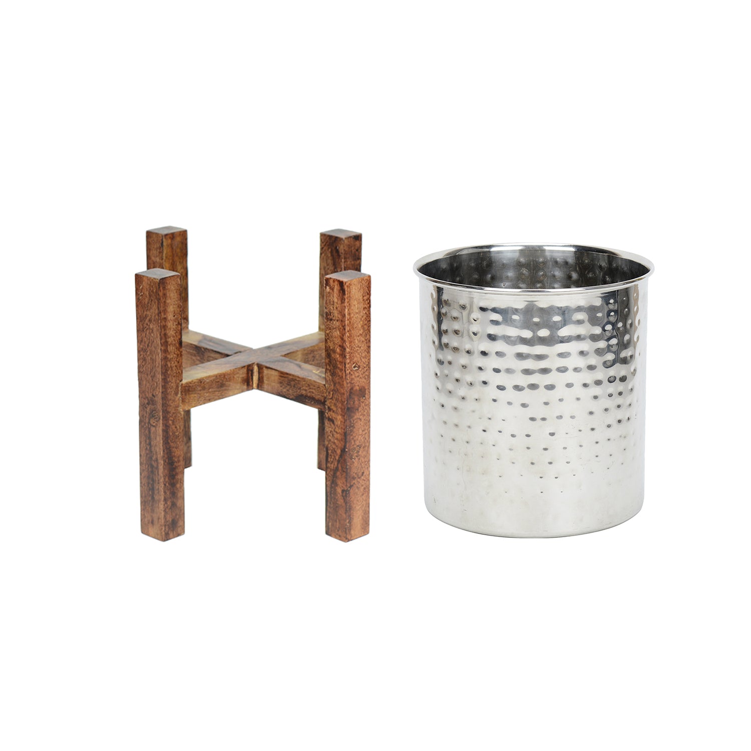 Wooden Arbor Stainless Steel Planter