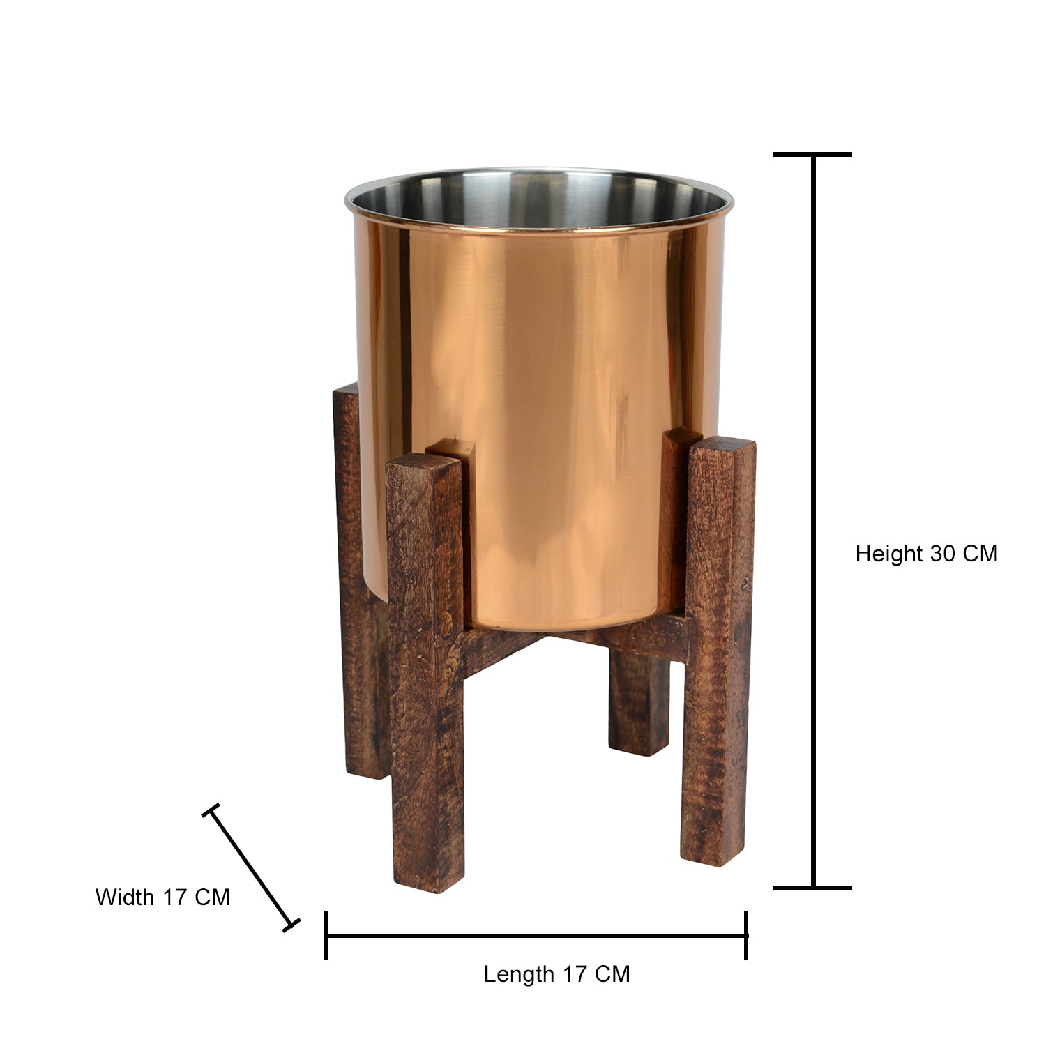 Wooden Arbor Stainless Steel Copper Planter