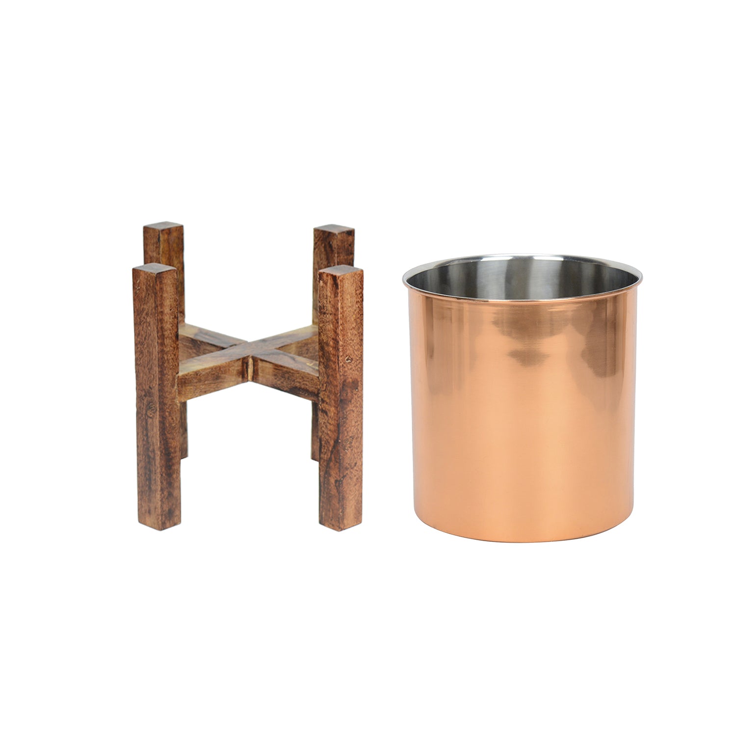 Wooden Arbor Stainless Steel Copper Planter