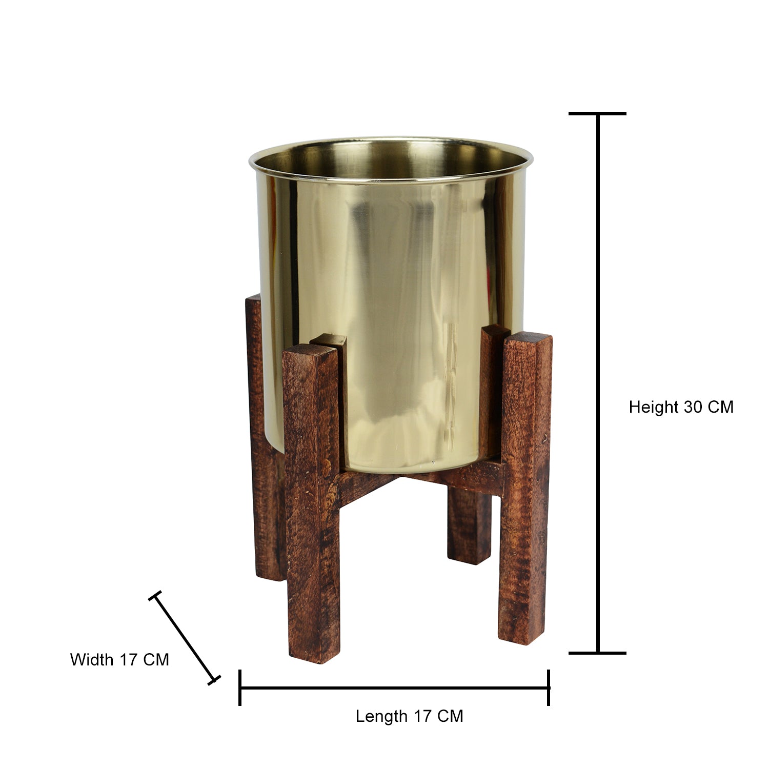 Wooden Arbor Stainless Steel Gold Planter