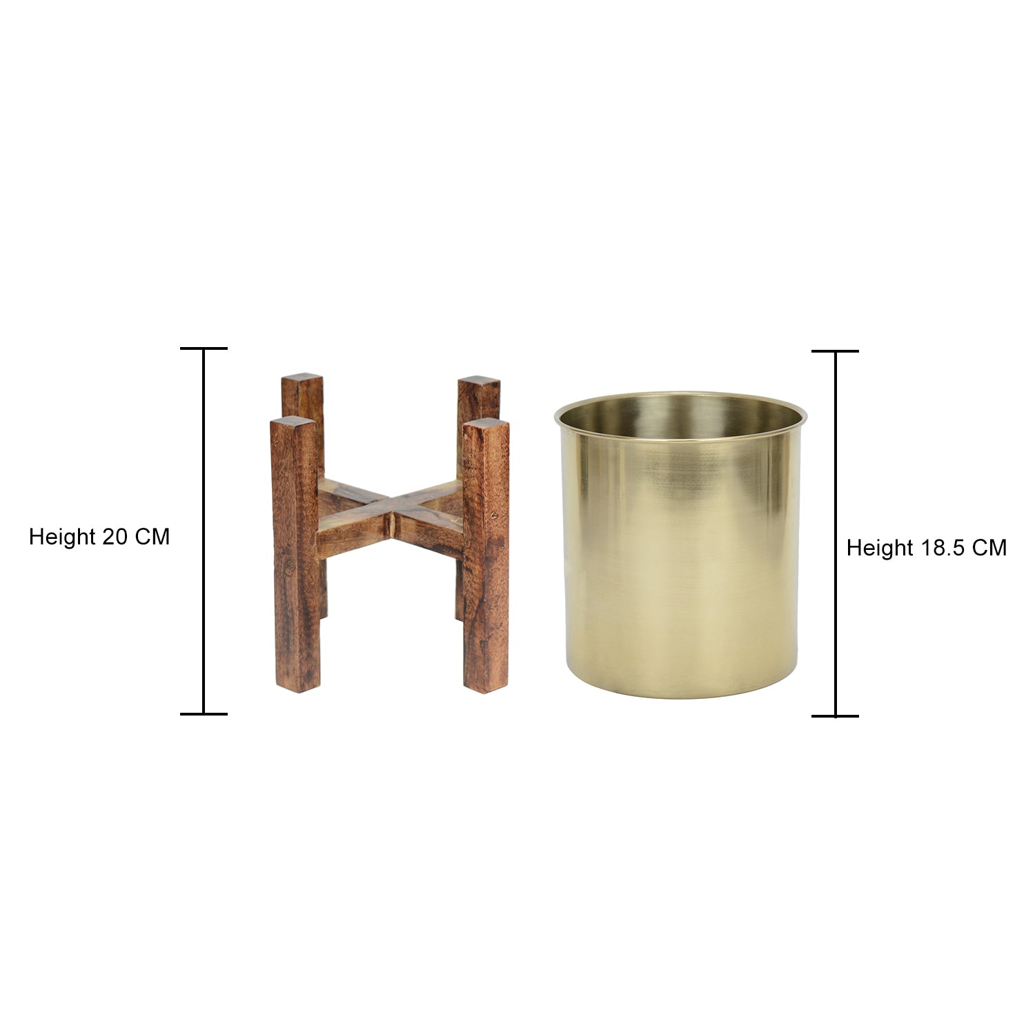 Wooden Arbor Stainless Steel Gold Planter