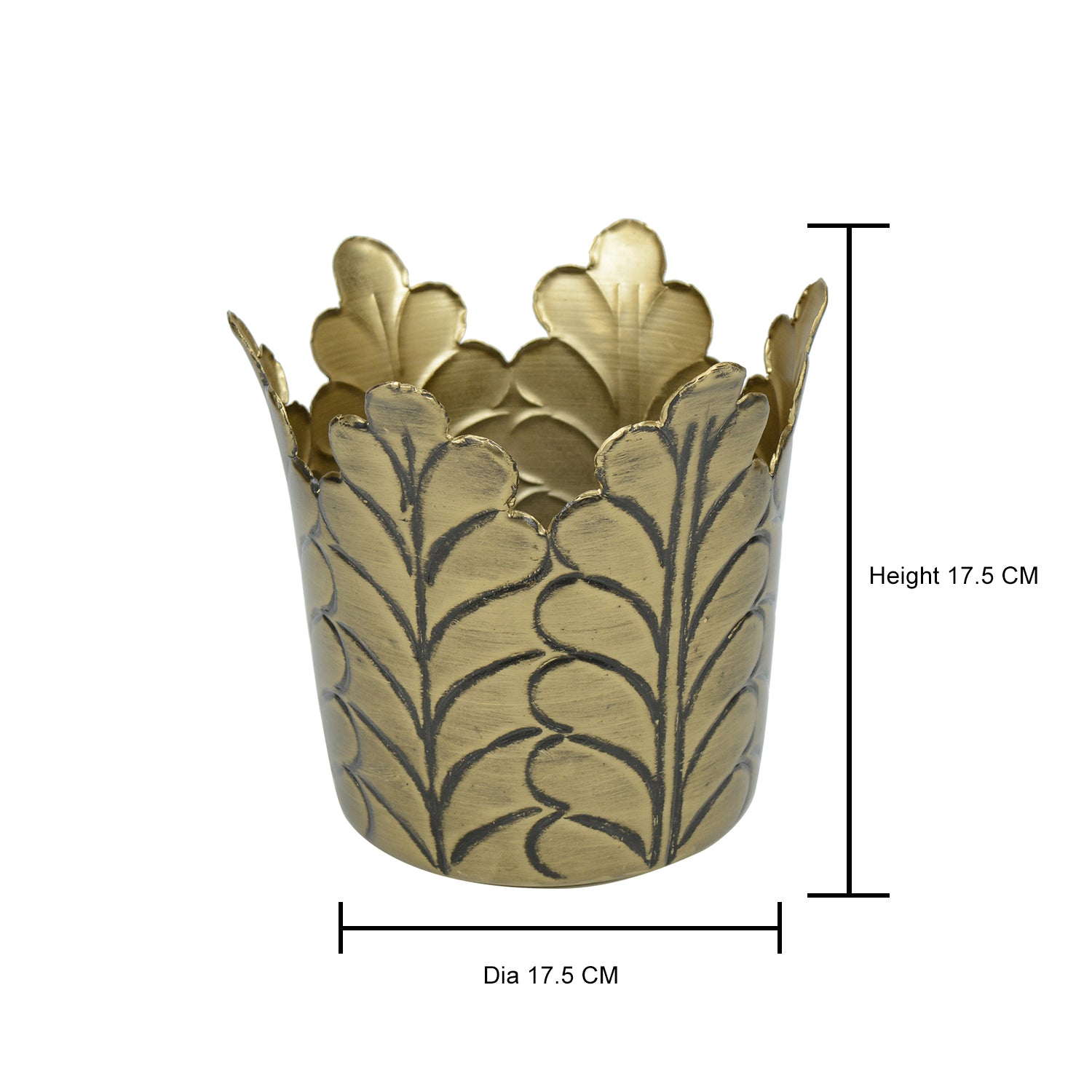 Nature's Imprint Stainless Steel Flower Planter in Antique Gold