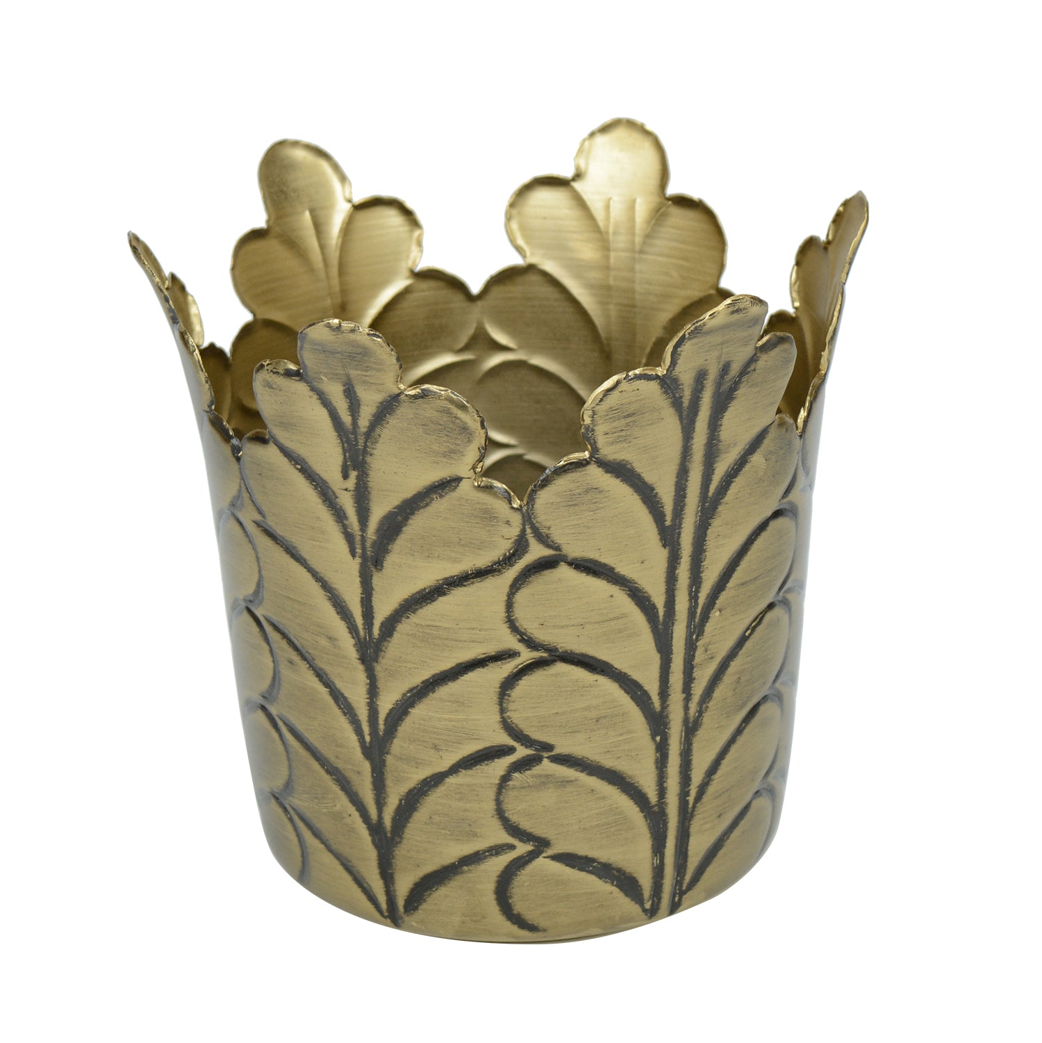 Nature's Imprint Stainless Steel Flower Planter in Antique Gold