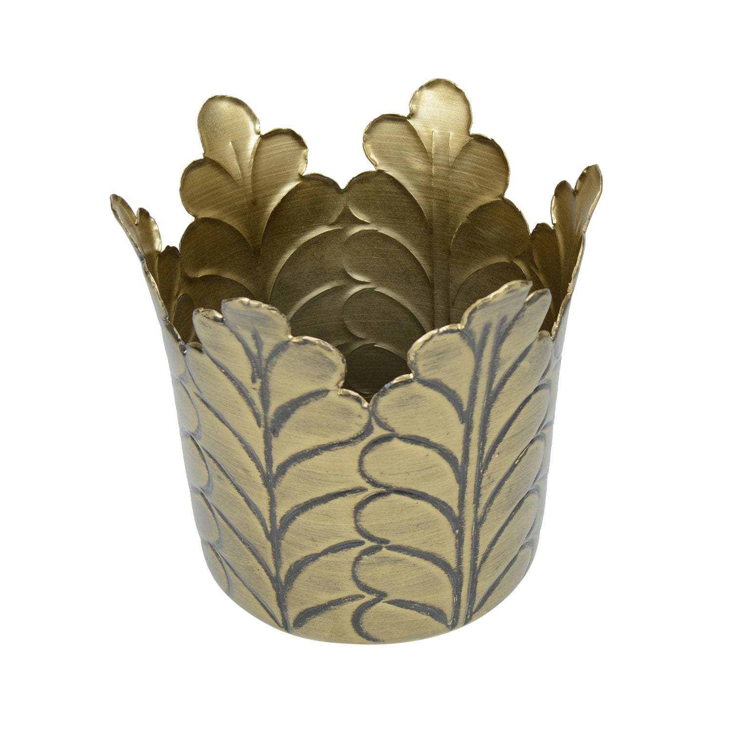 Nature's Imprint Stainless Steel Flower Planter in Antique Gold