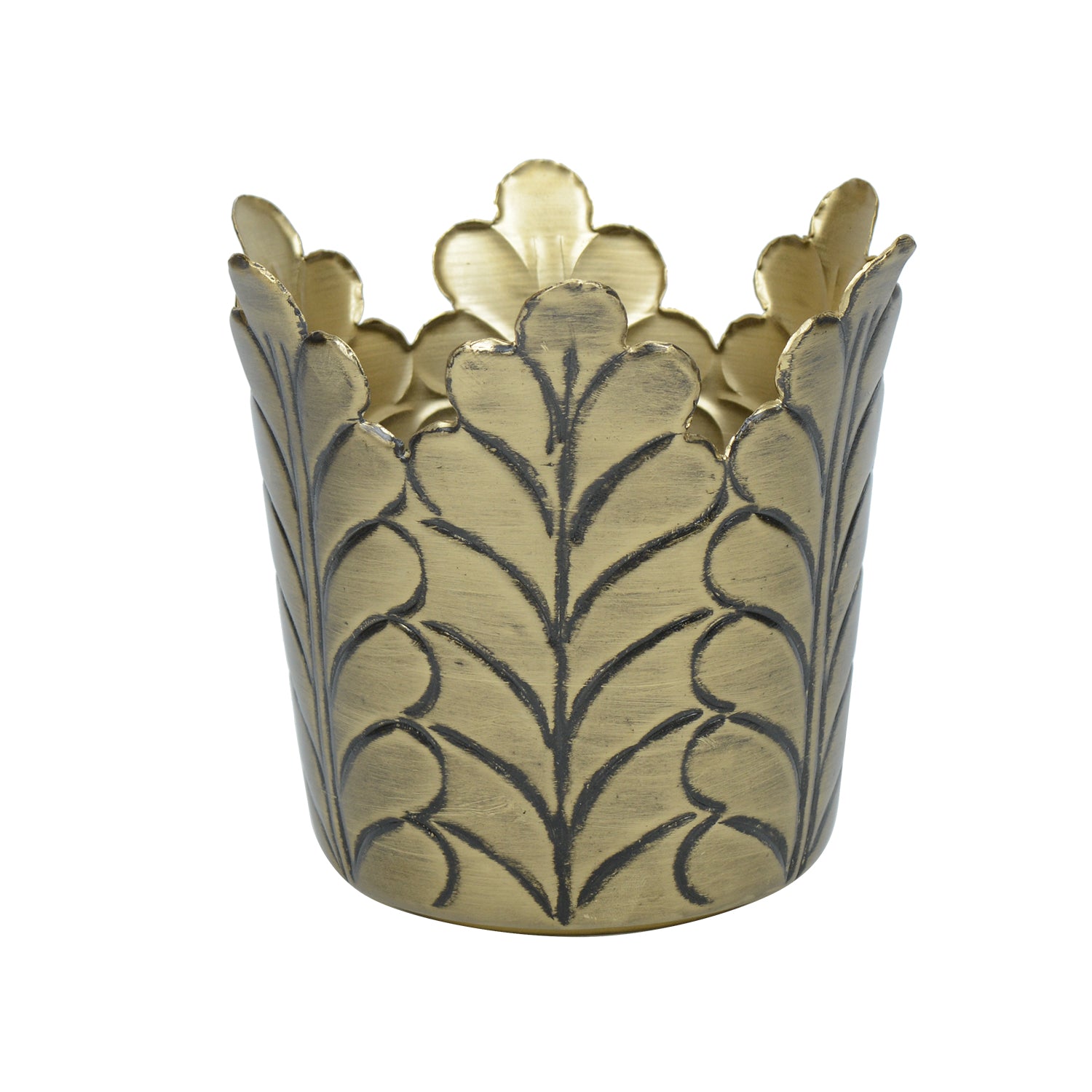 Nature's Imprint Stainless Steel Flower Planter in Antique Gold