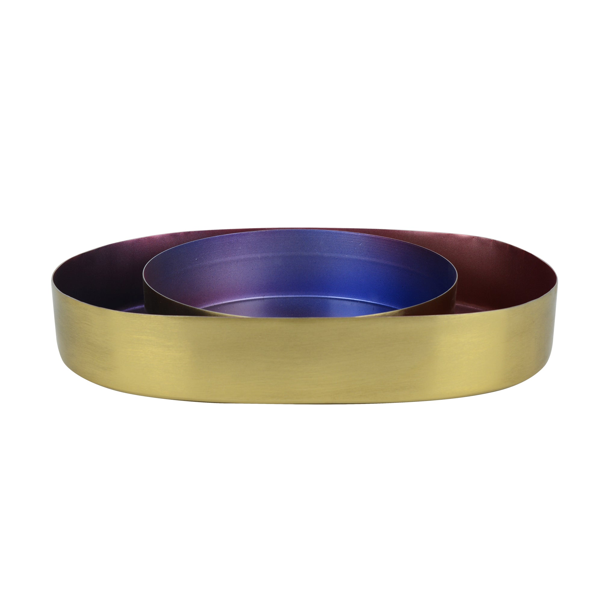 Set of 2 Round & Oval Gold Gradient Tray