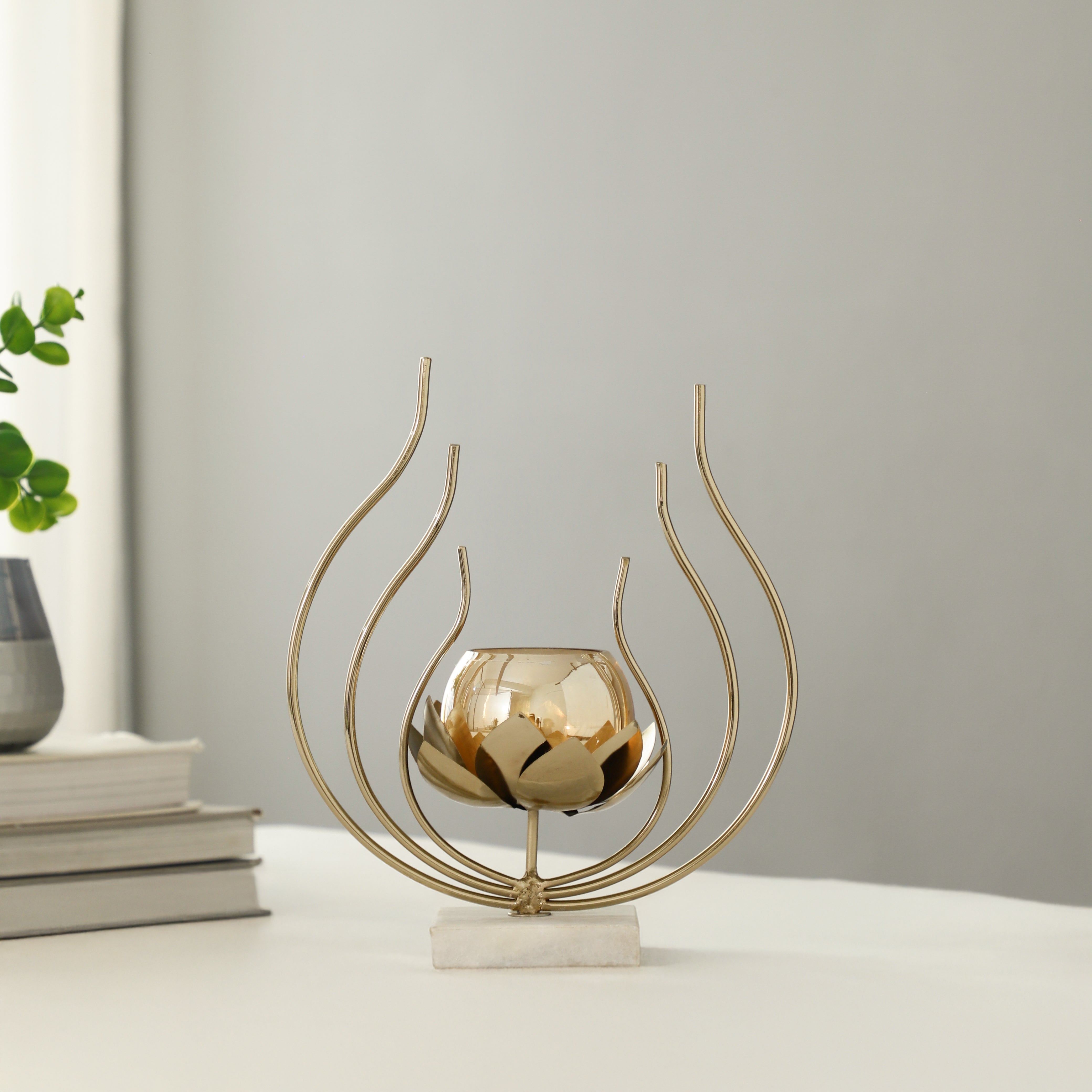 Gold Lotus Ember Diwali Candle Holder