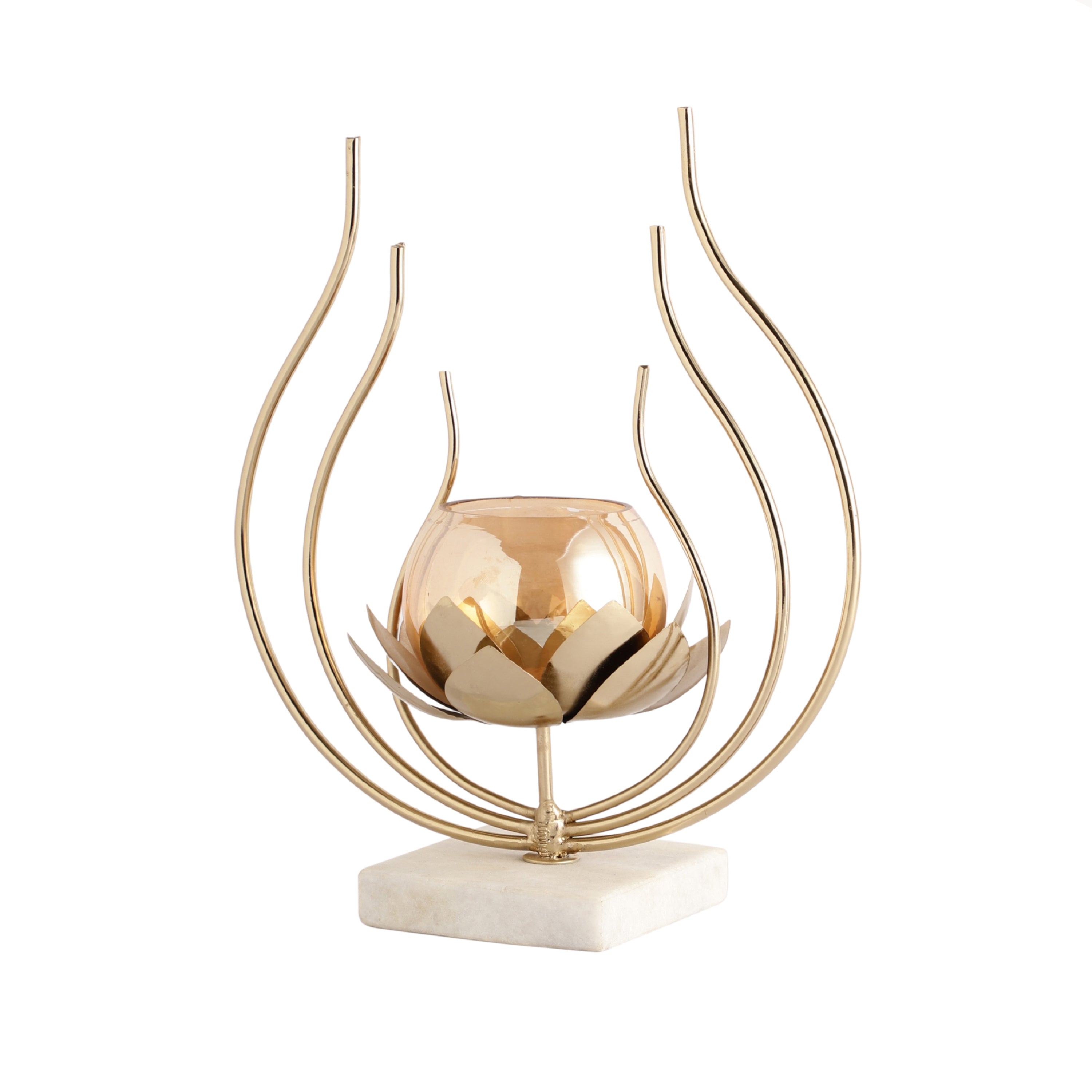 Gold Lotus Ember Diwali Candle Holder