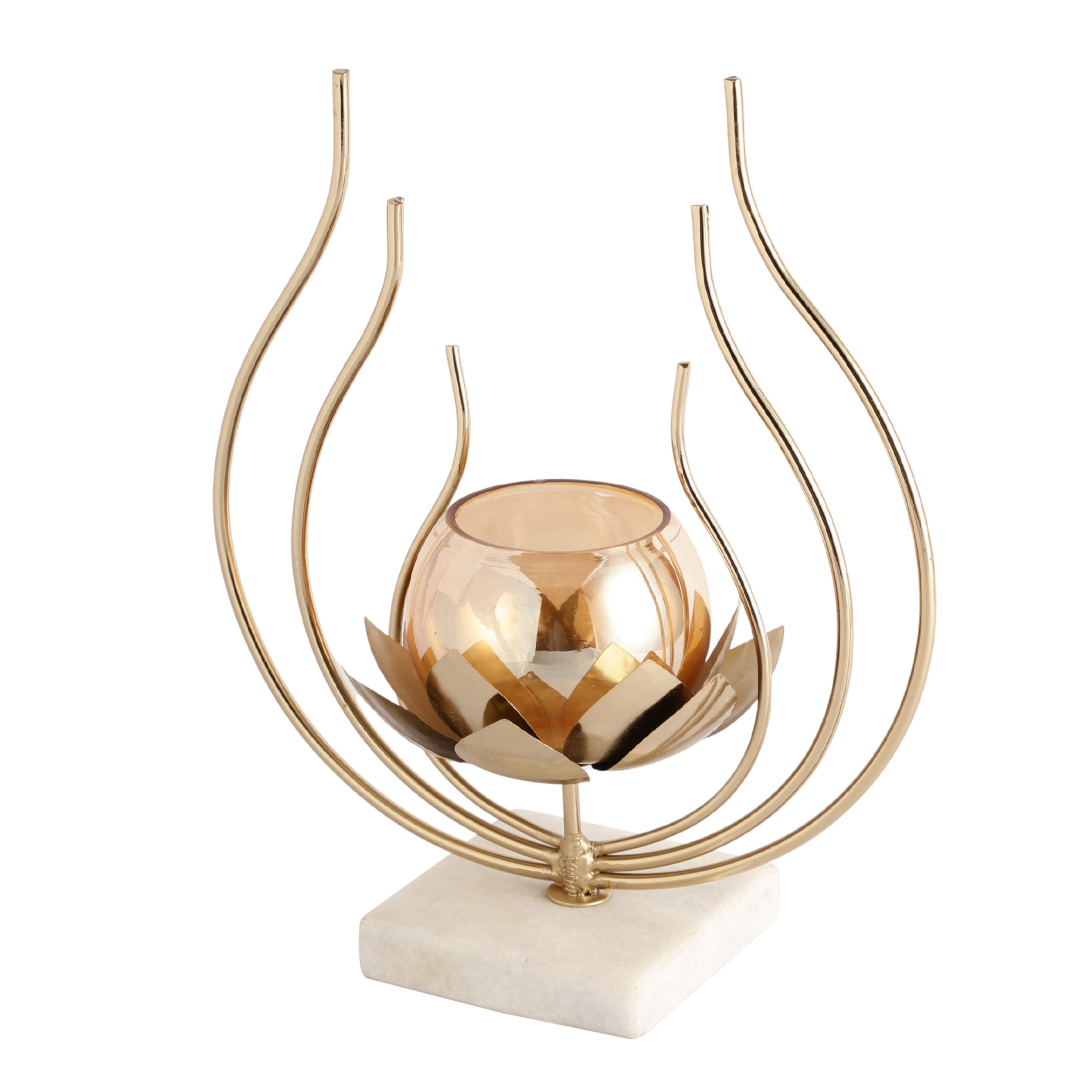 Gold Lotus Ember Diwali Candle Holder