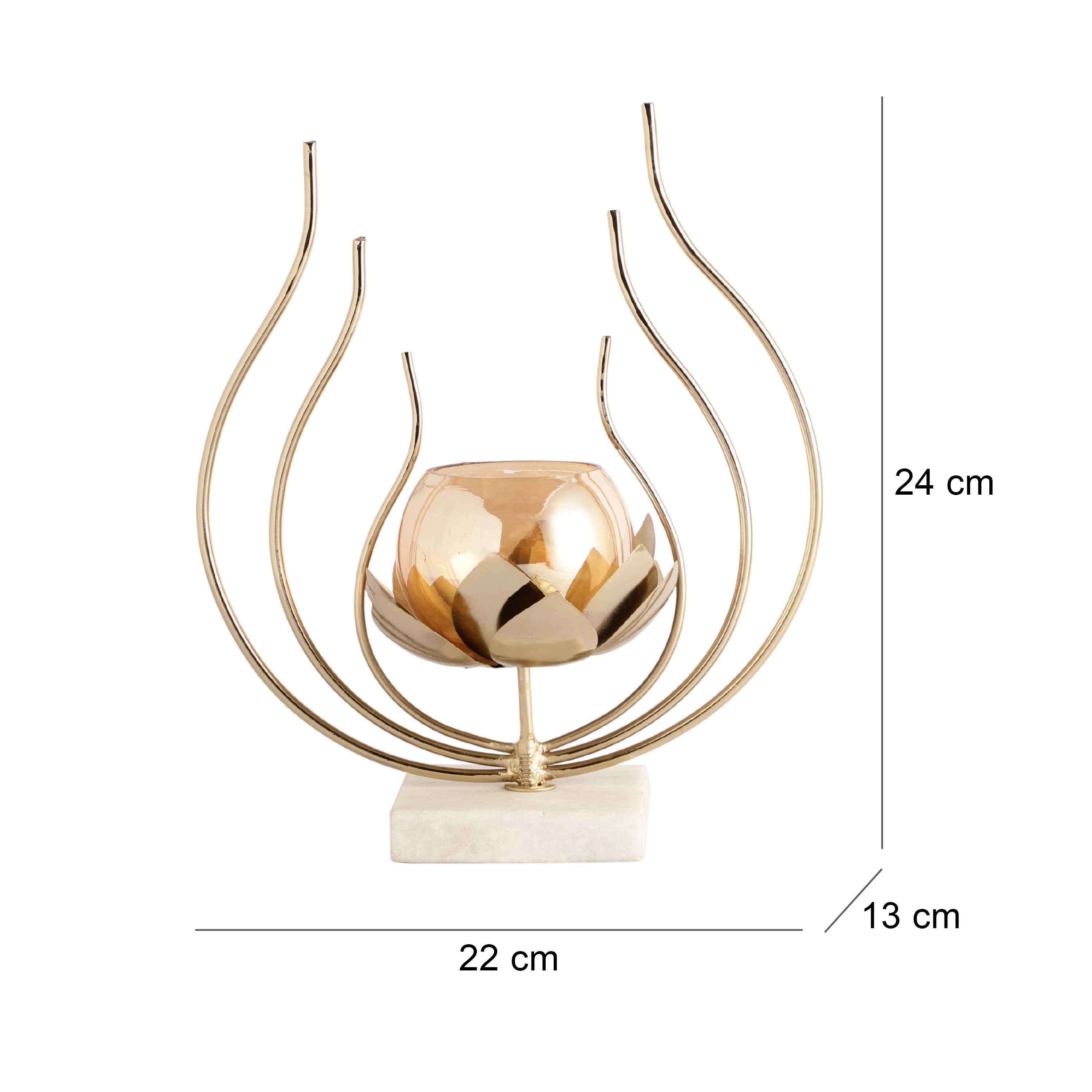 Gold Lotus Ember Diwali Candle Holder