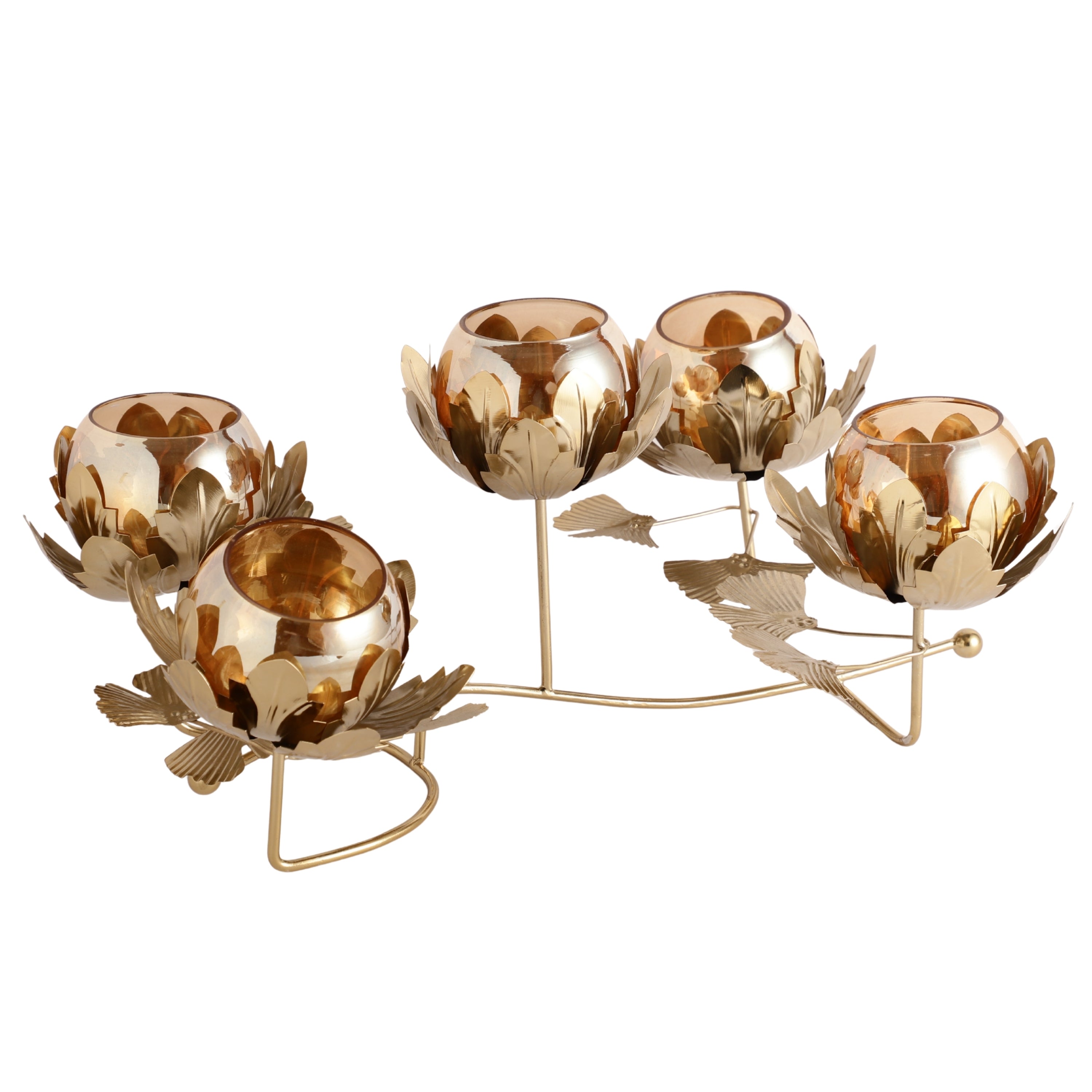 Gold LustraGlow Diwali Candle Holder