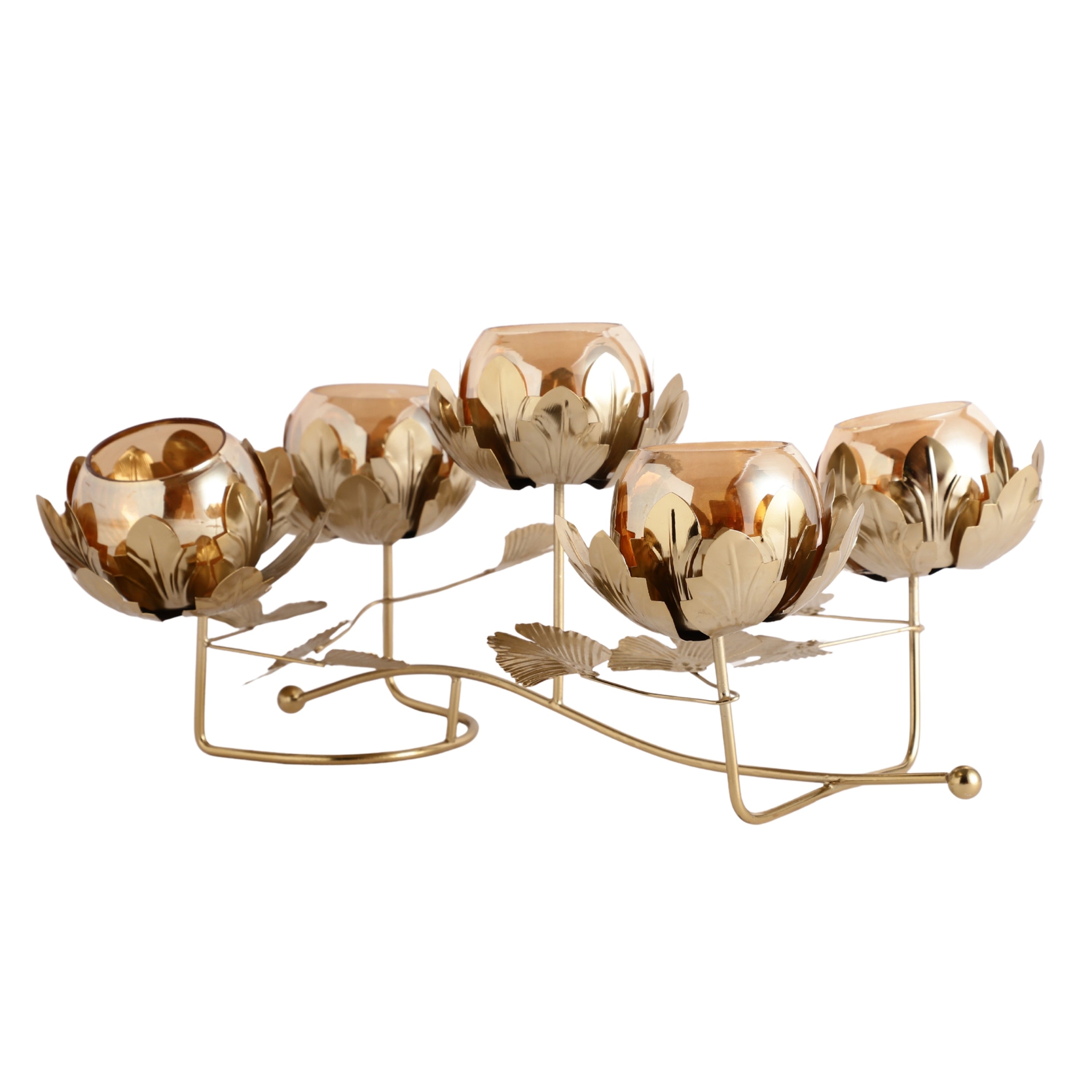 Gold LustraGlow Diwali Candle Holder