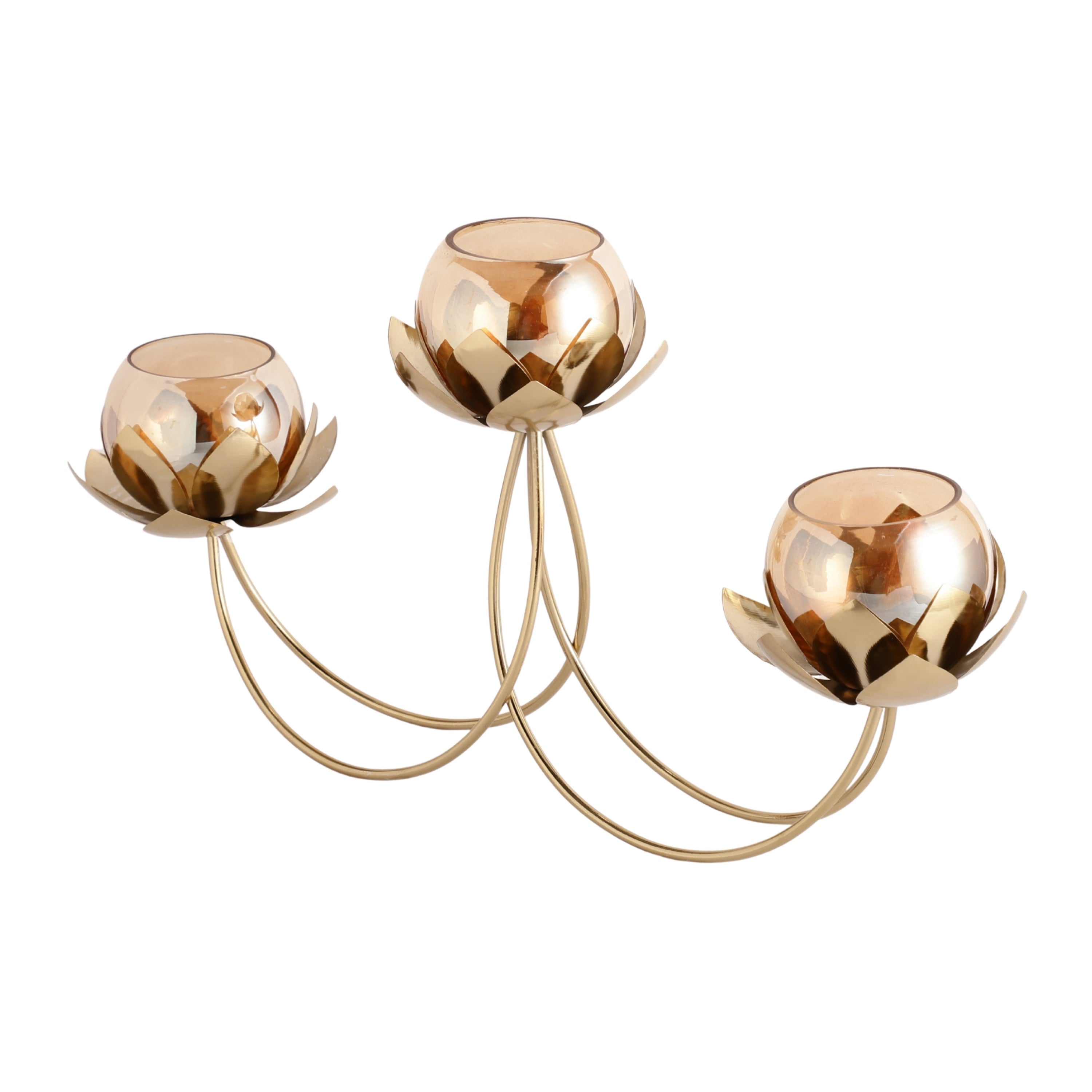 Gold Petal Radiance Diwali Candle Holder