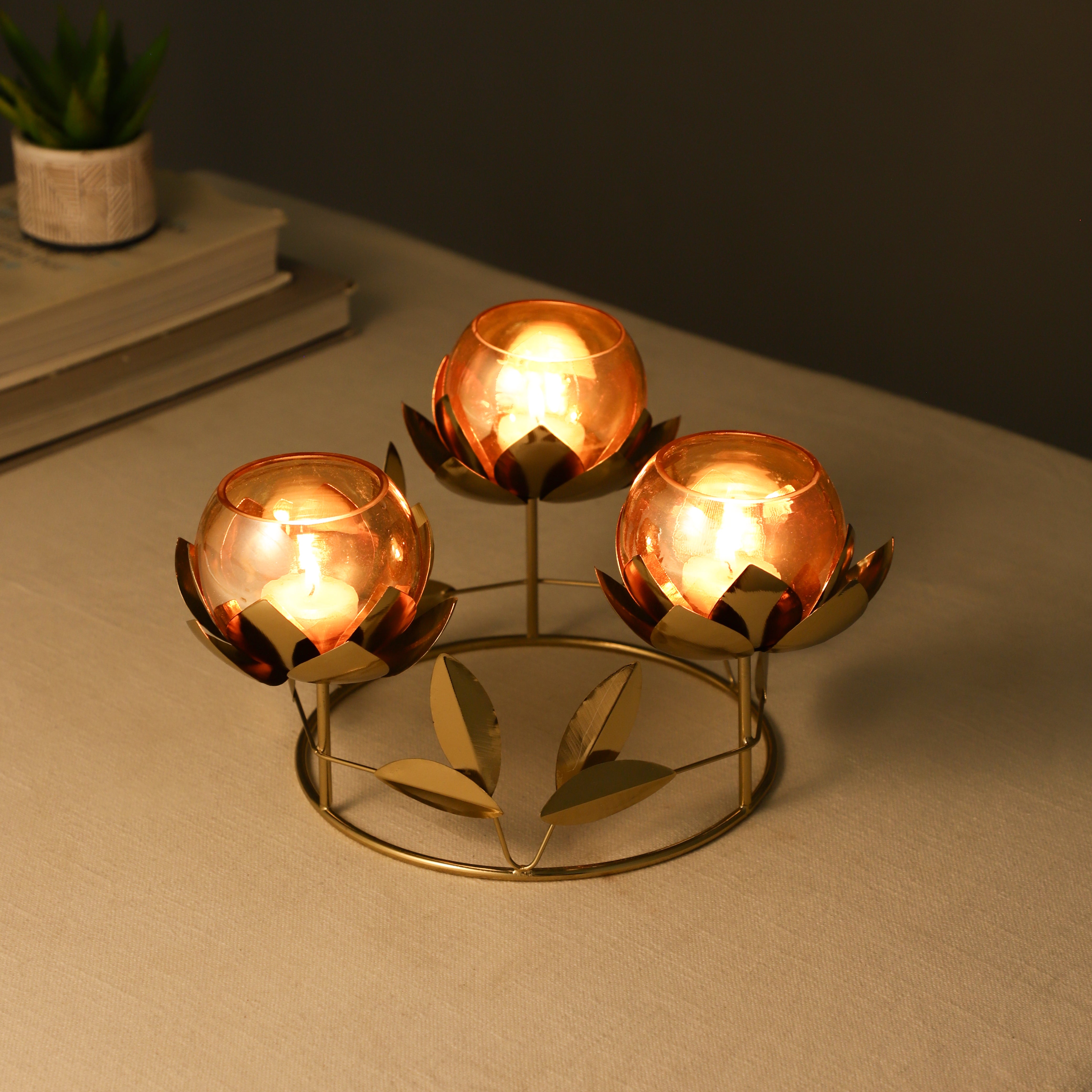 Gold Emberline Diwali Candle holder