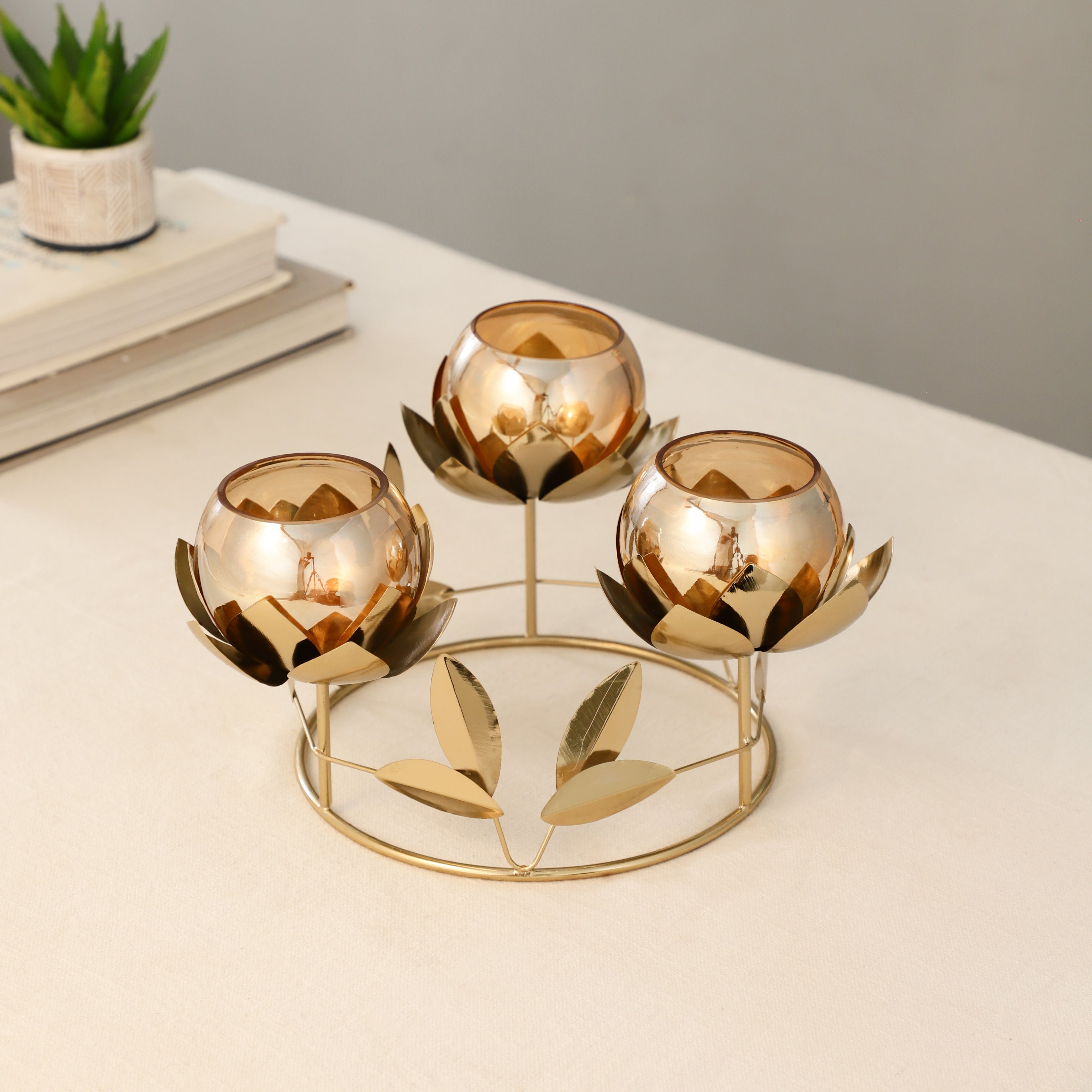 Gold Emberline Diwali Candle holder