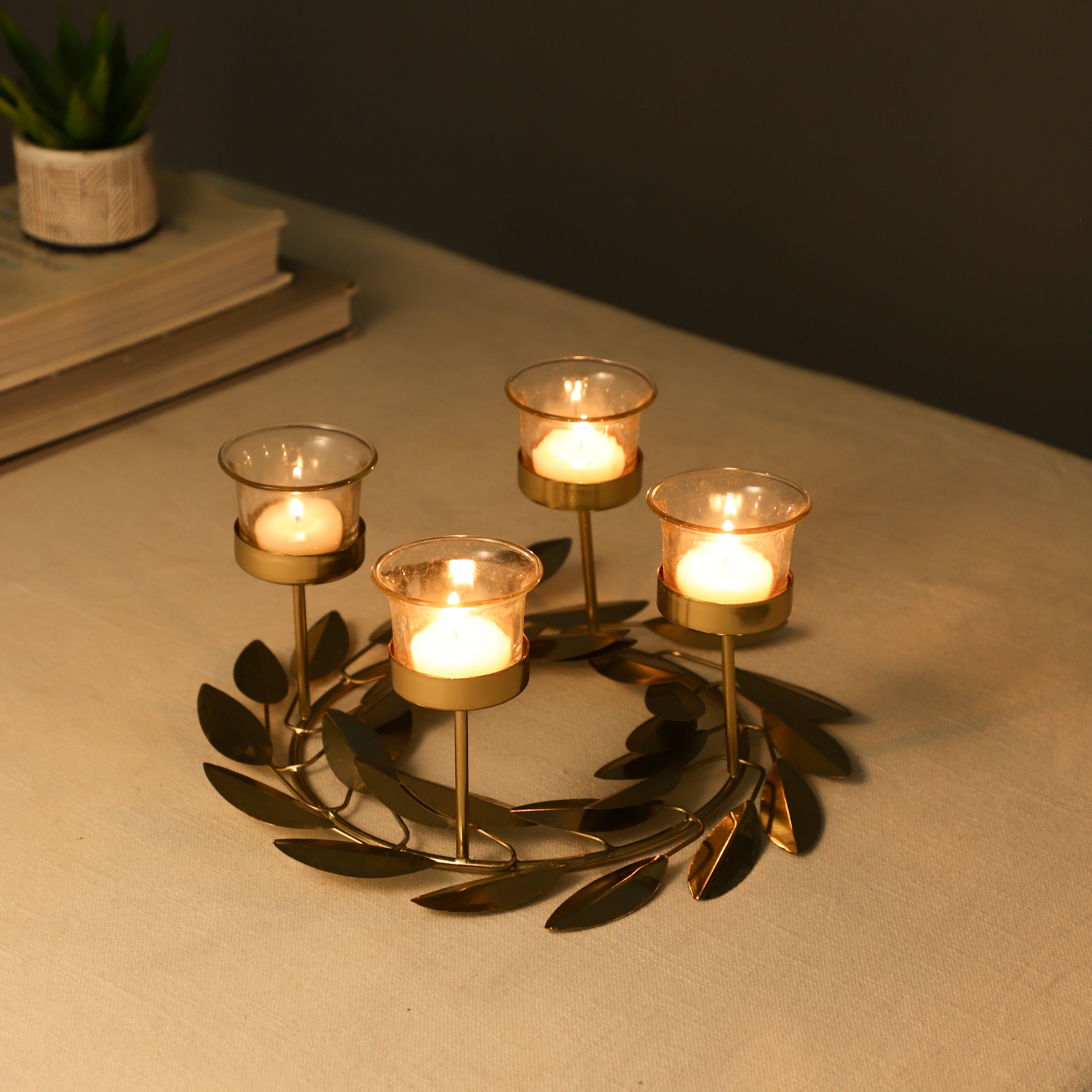 Gold Ember Crown Diwali Candle Holder