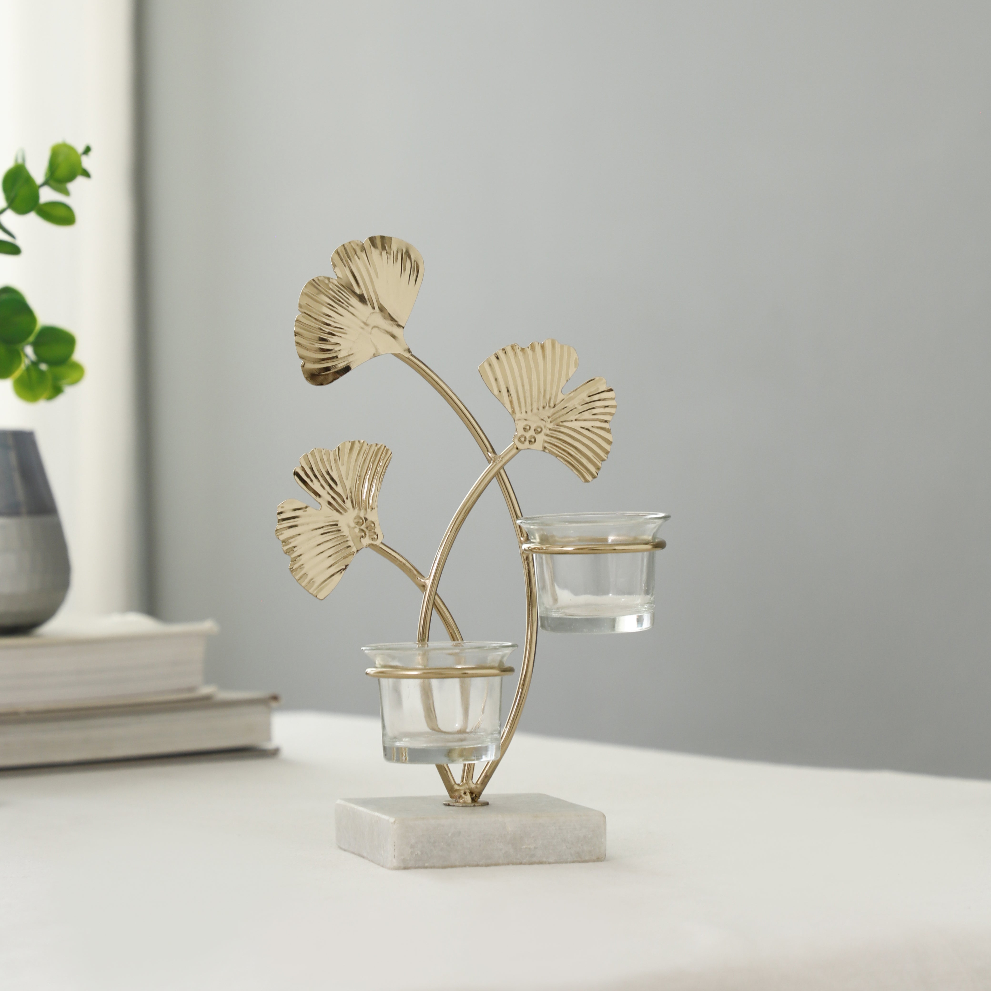 Gold Leaflight Diwali Candle Holder
