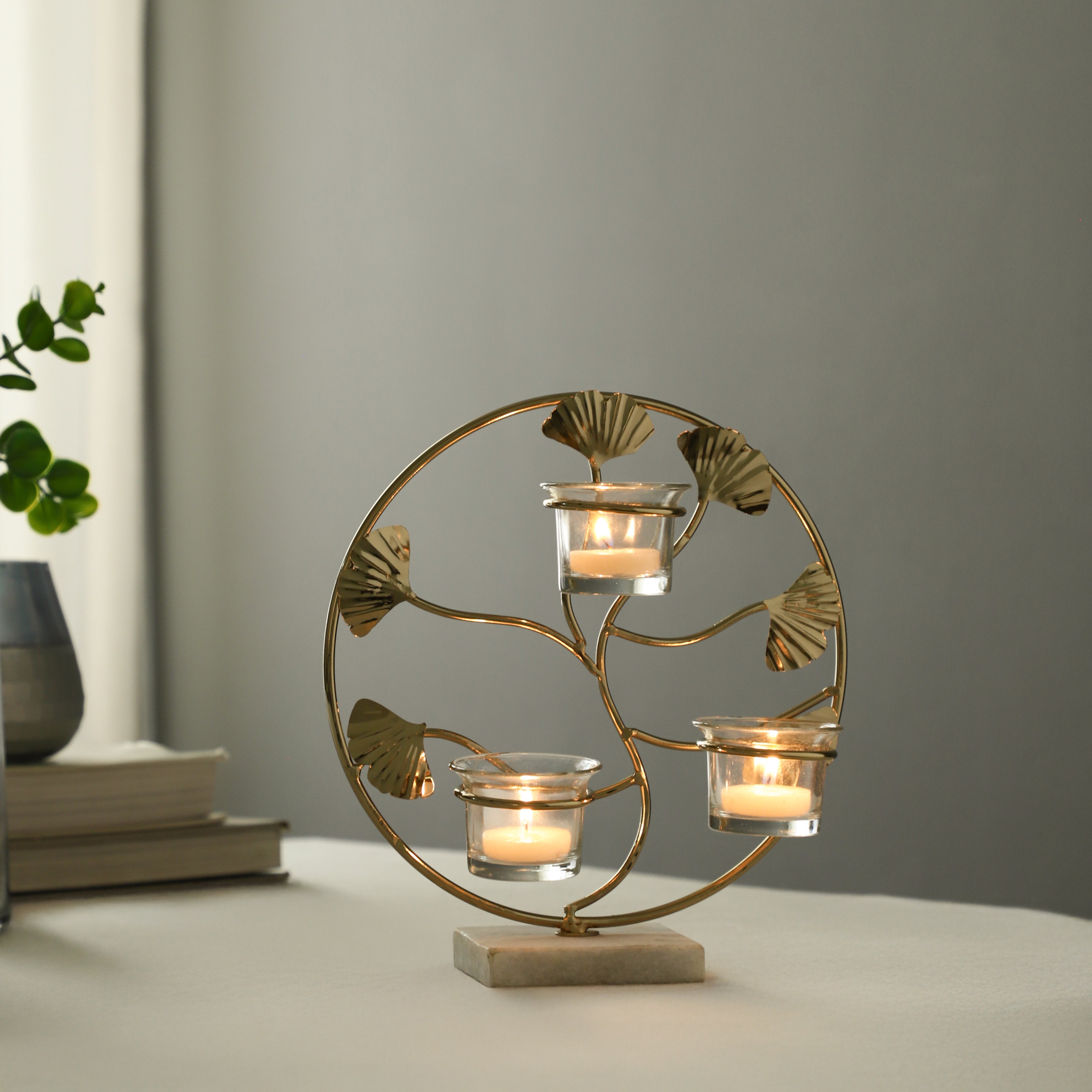 Gold Lumen Ring Diwali Candle Holder