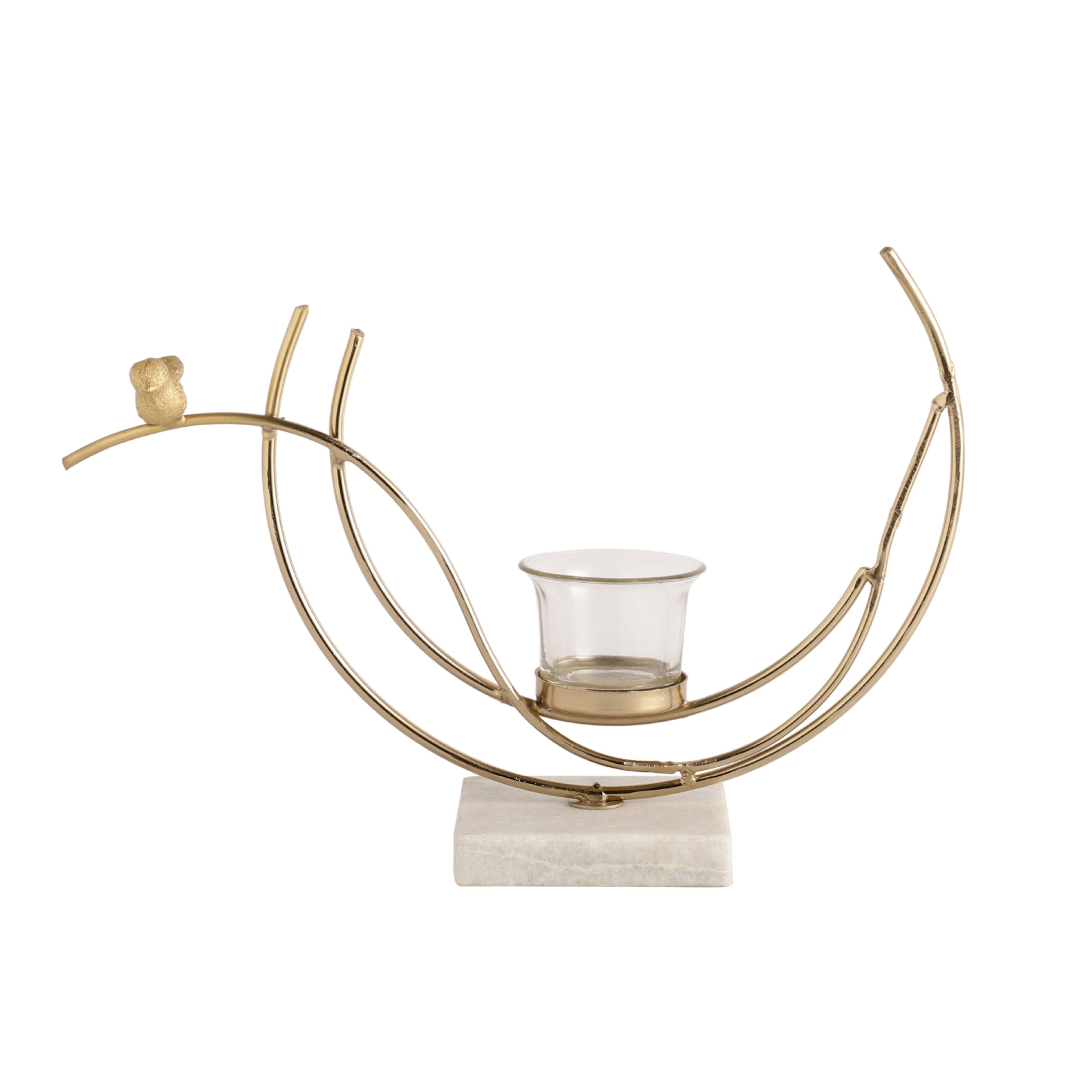 Gold Lumen Crescent Diwali Candle Holder